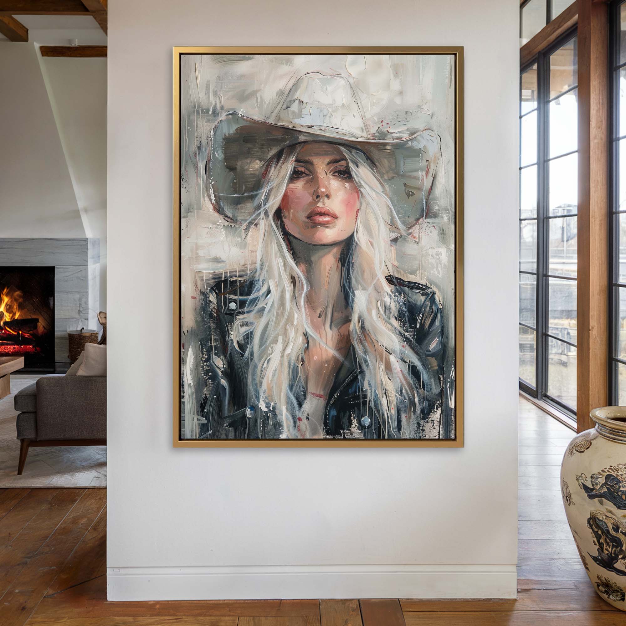 Cowgirl in the White Hat Canvas Print Canvas Art Wildfrog Art