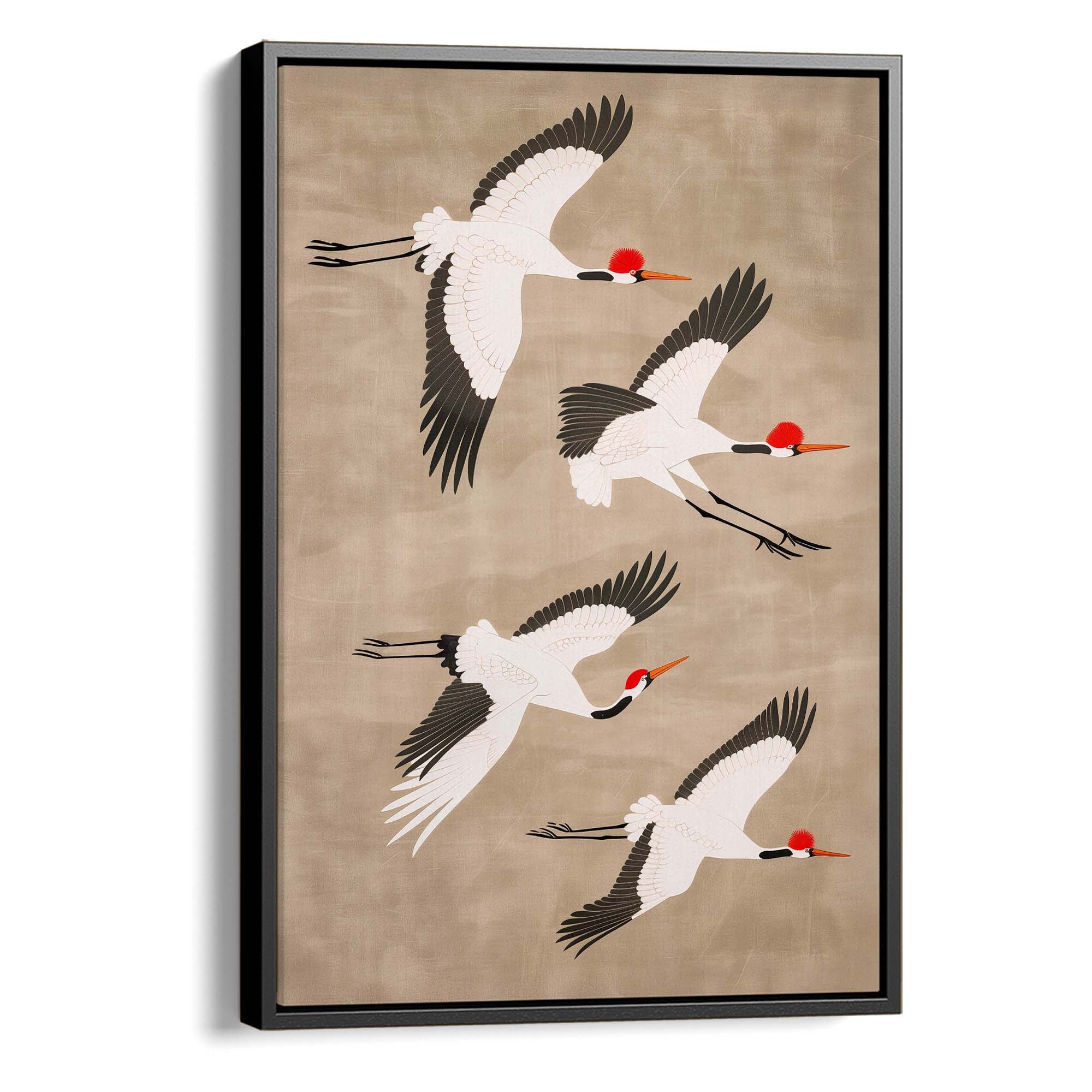 Cranes in Tan Sky Canvas Print Canvas Art Wildfrog Art