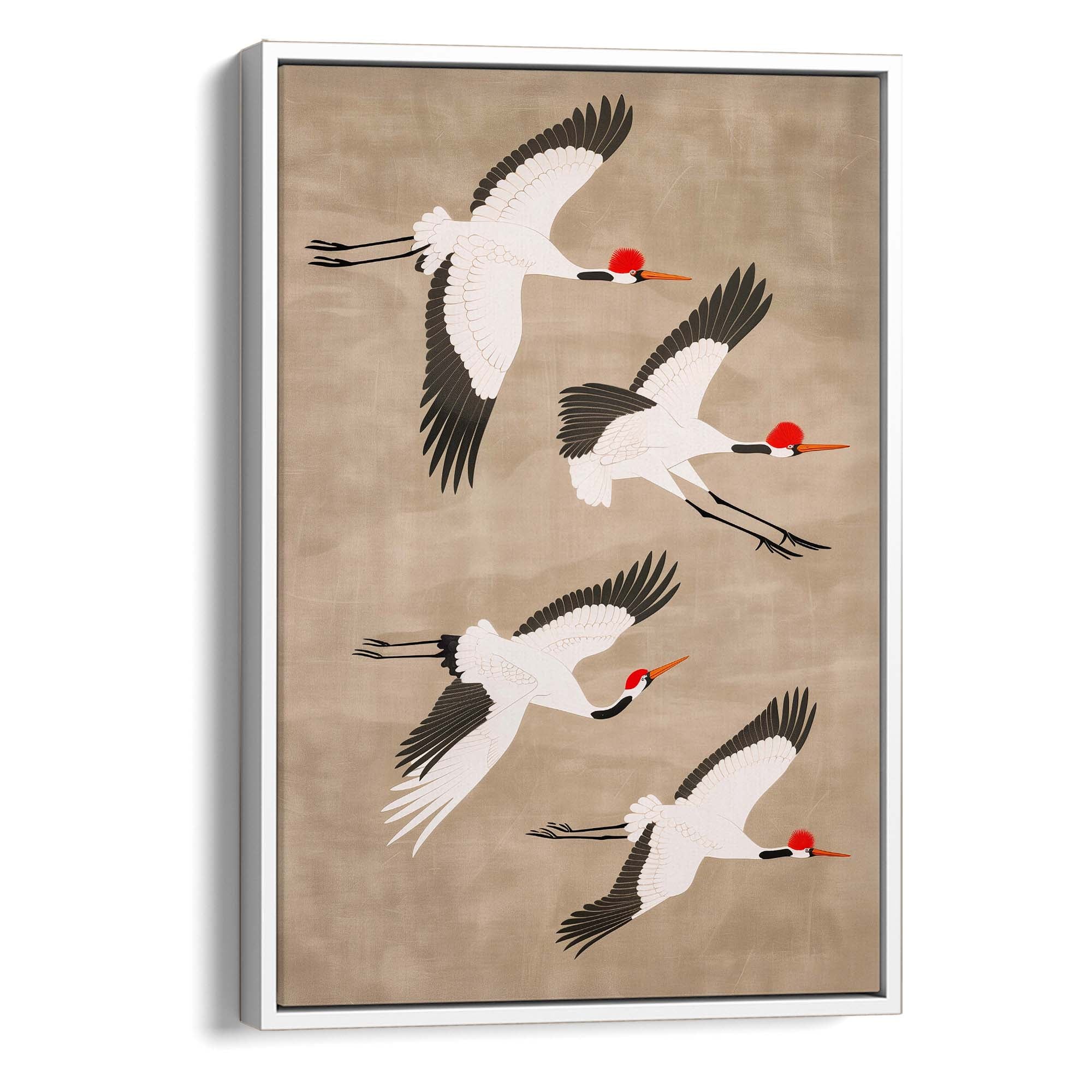 Cranes in Tan Sky Canvas Print Canvas Art Wildfrog Art
