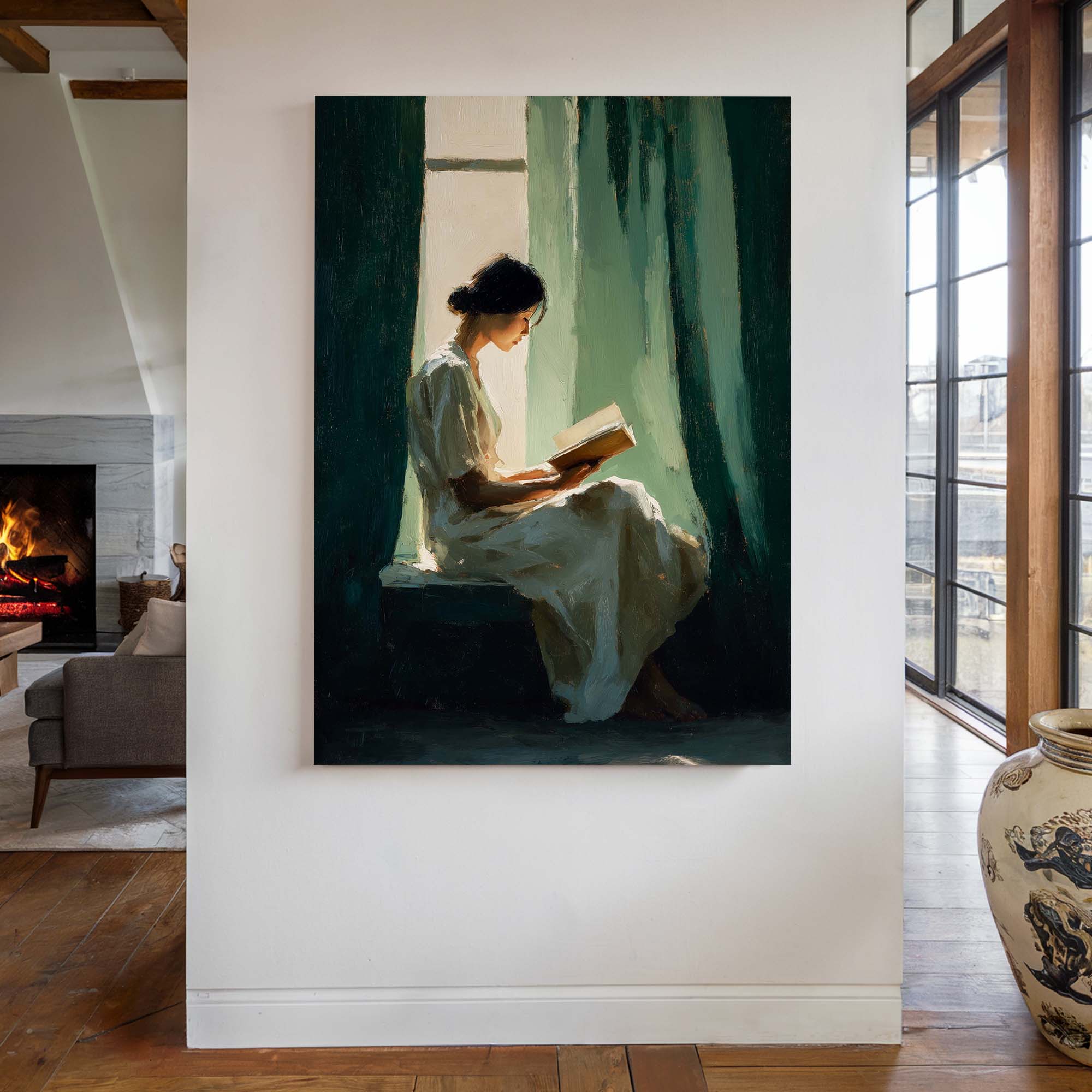 Curtain and a Book Canvas Print Canvas Art Wildfrog Art