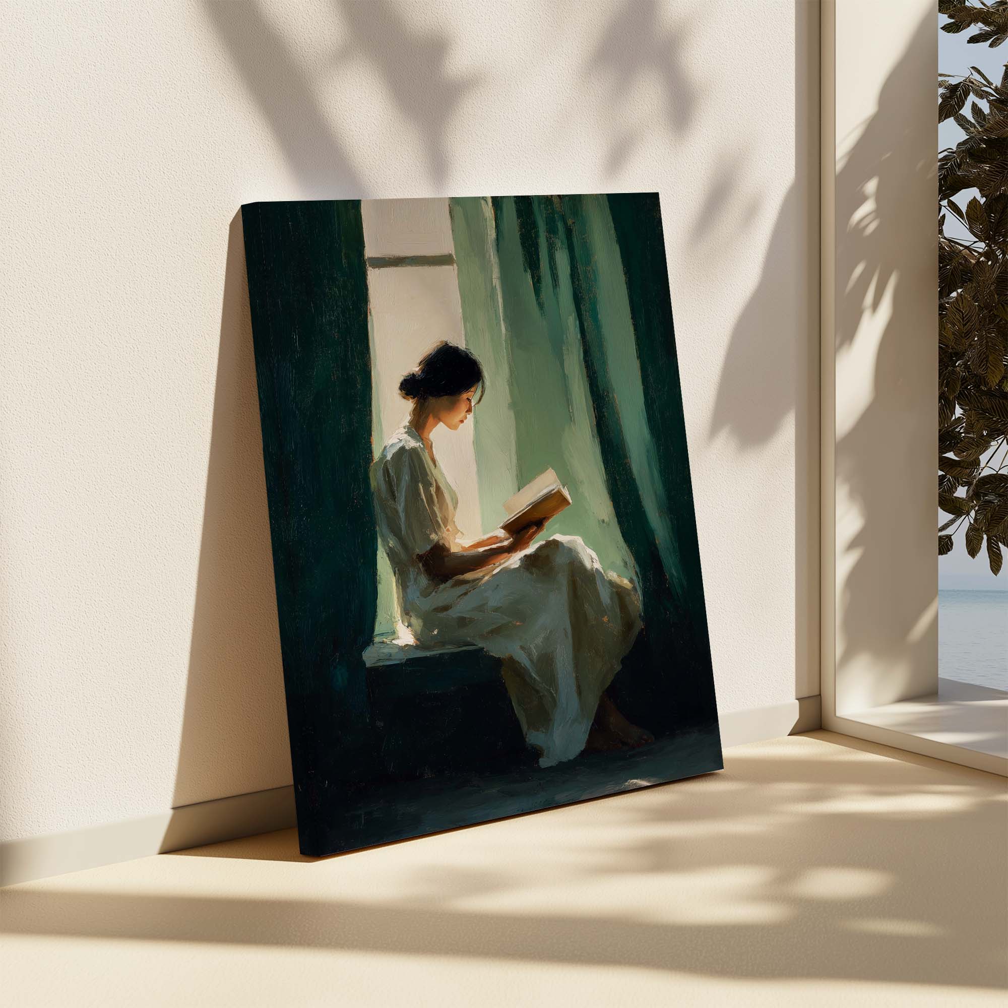 Curtain and a Book Canvas Print Canvas Art Wildfrog Art