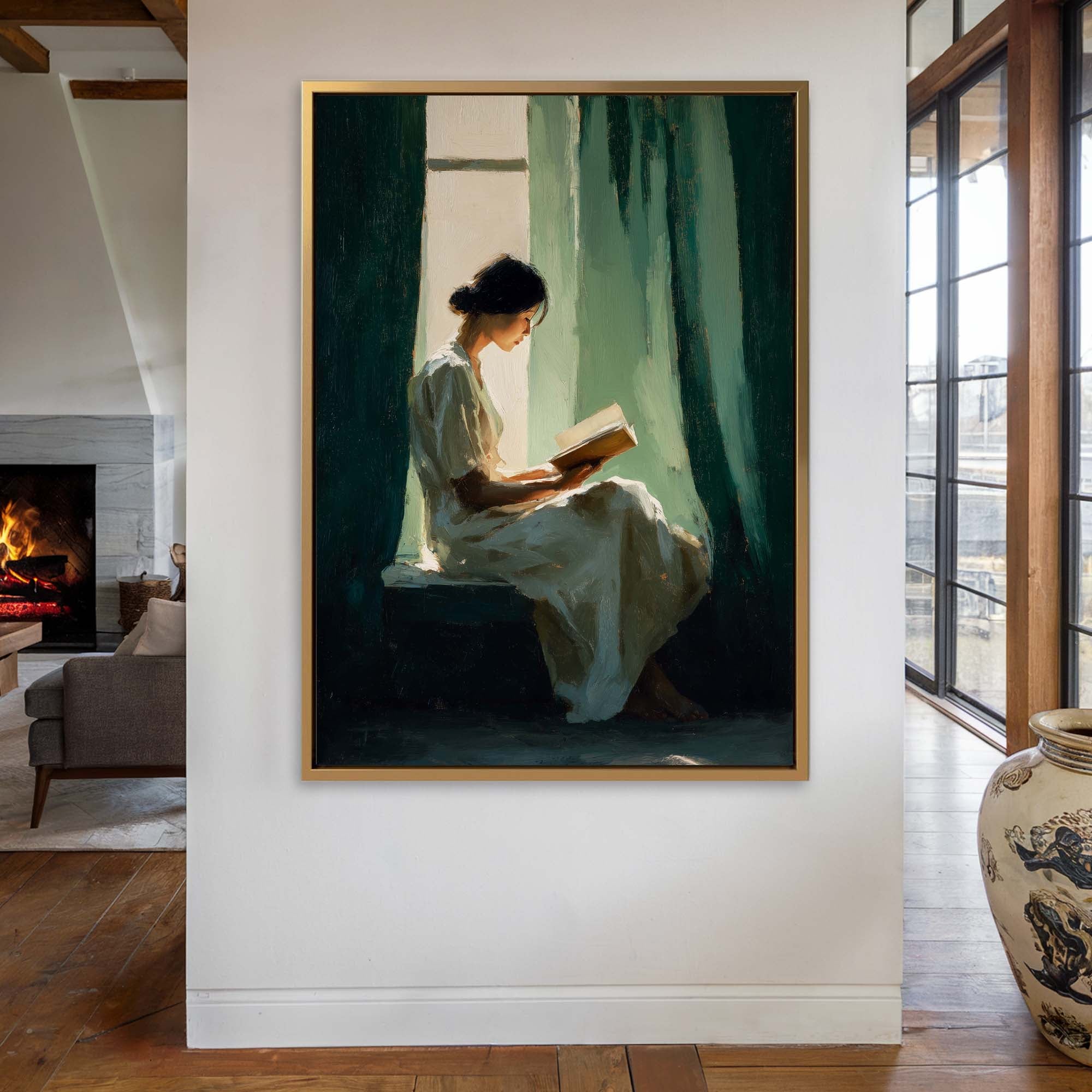 Curtain and a Book Canvas Print Canvas Art Wildfrog Art