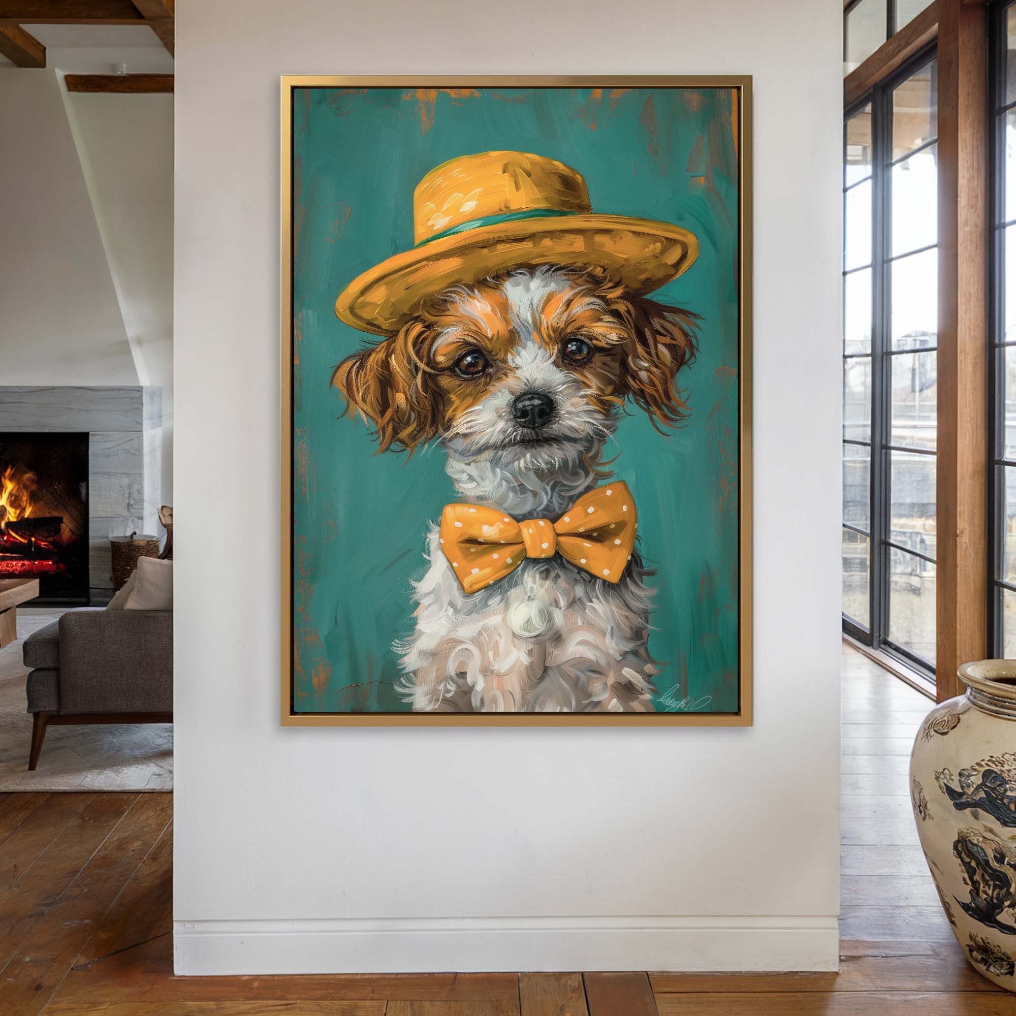 Dapper Polka Dog Canvas Print Canvas Art Wildfrog Art