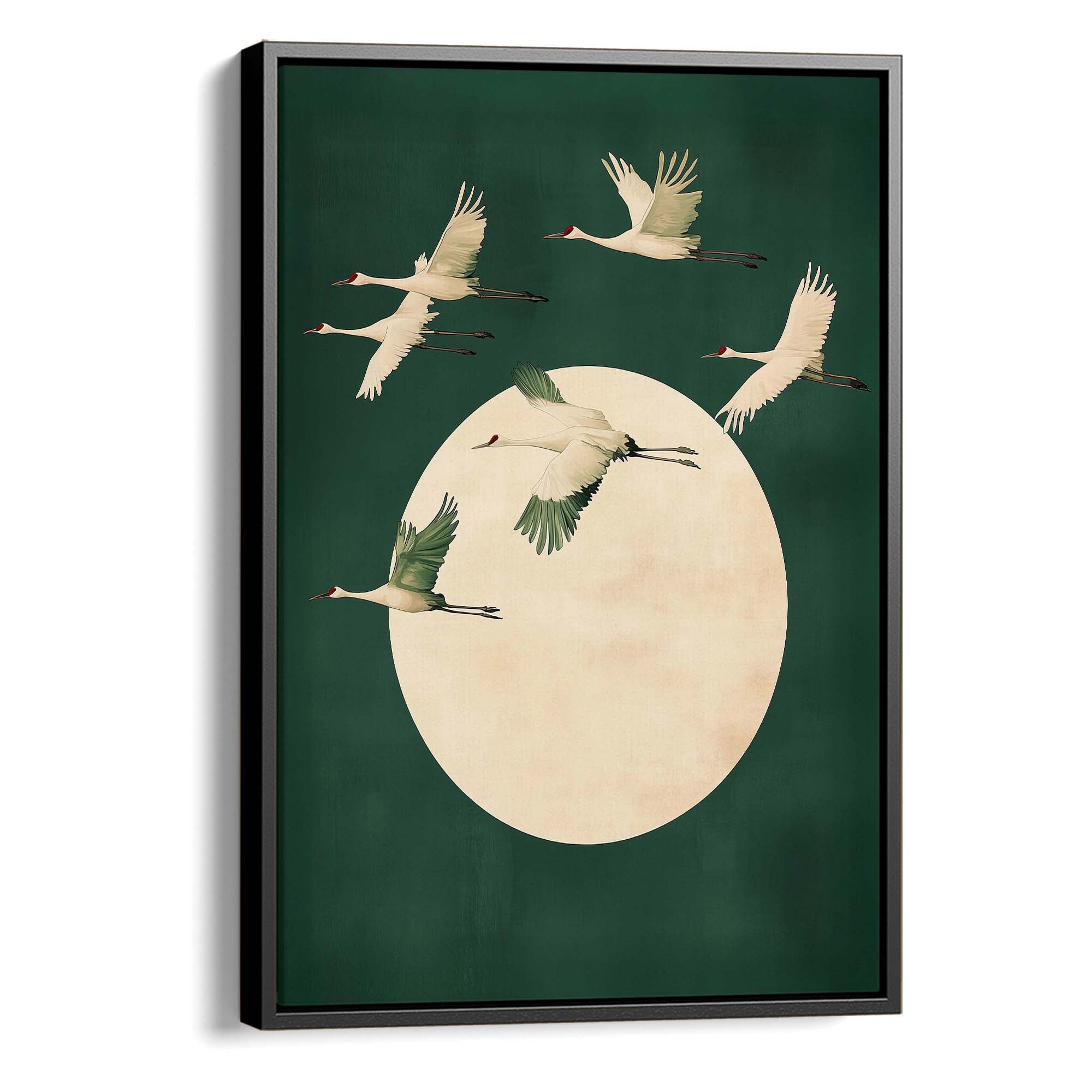 Deep Green Cranes Canvas Print Canvas Art Wildfrog Art