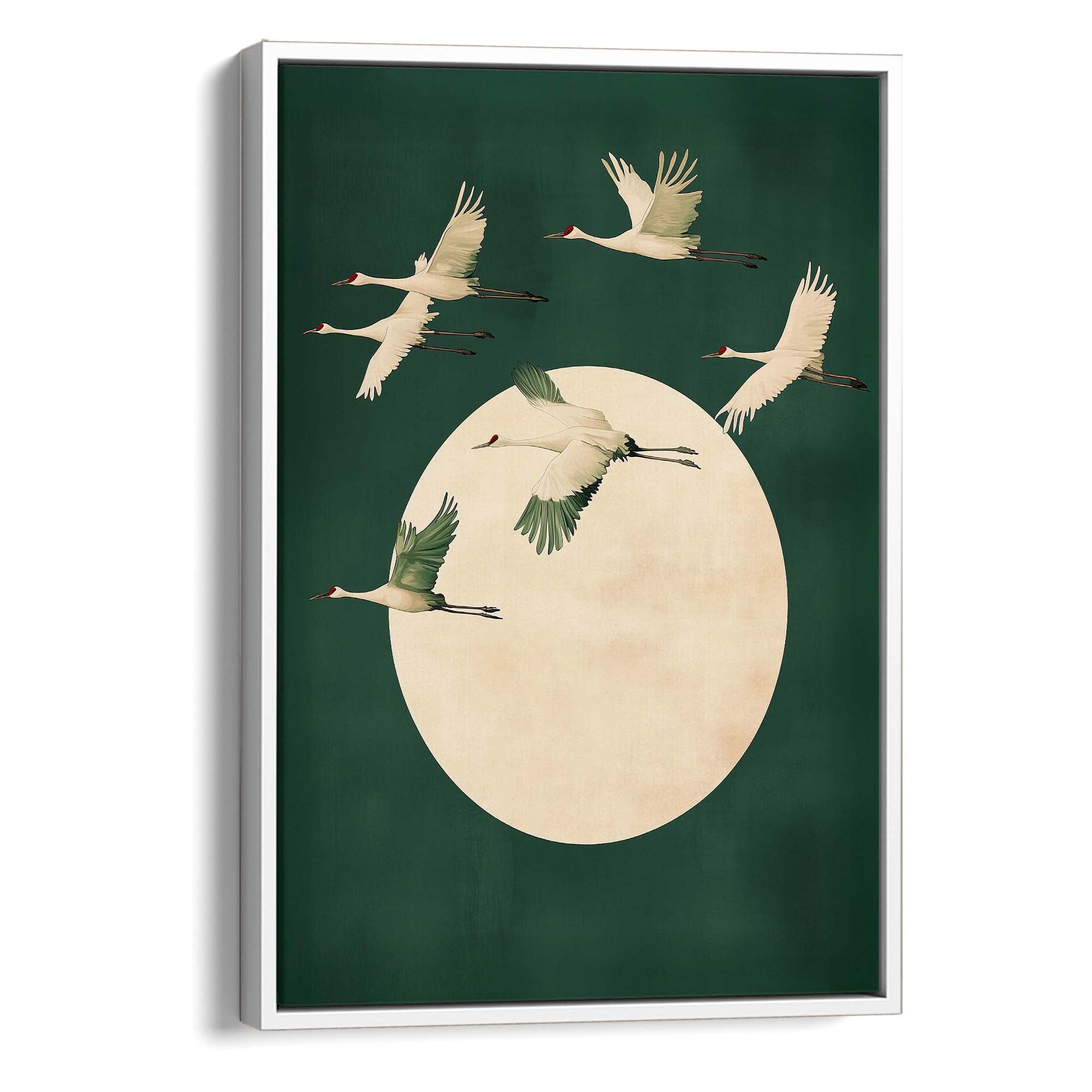 Deep Green Cranes Canvas Print Canvas Art Wildfrog Art
