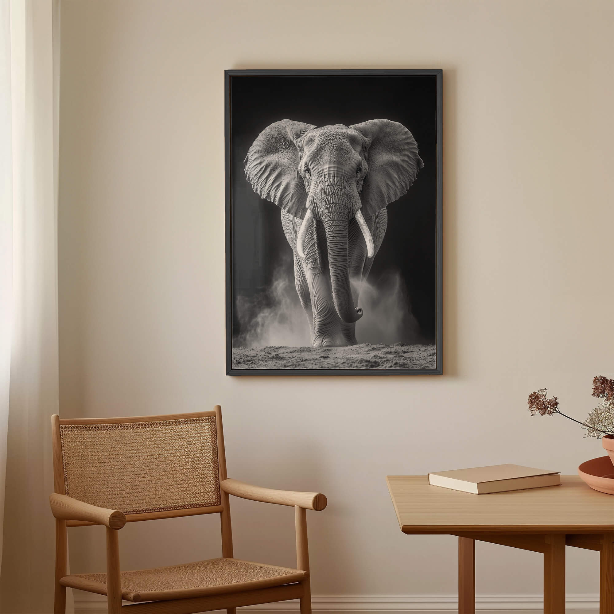 Elephant in Dust Canvas Print Canvas Art Wildfrog Art