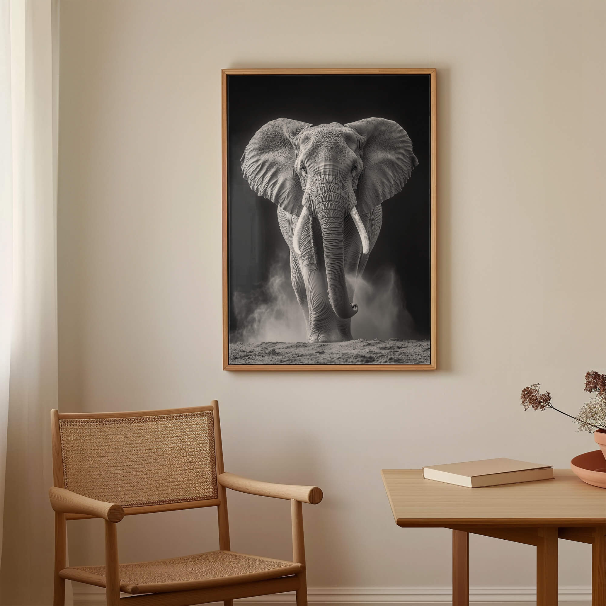 Elephant in Dust Canvas Print Canvas Art Wildfrog Art