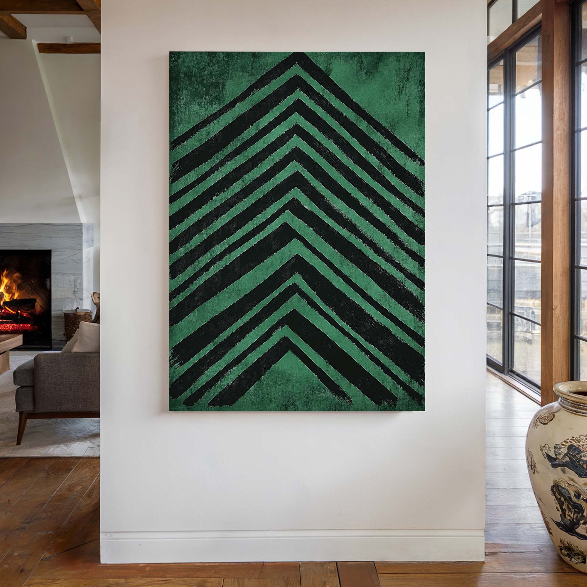 Emerald Chevron Canvas Print Canvas Art Wildfrog Art