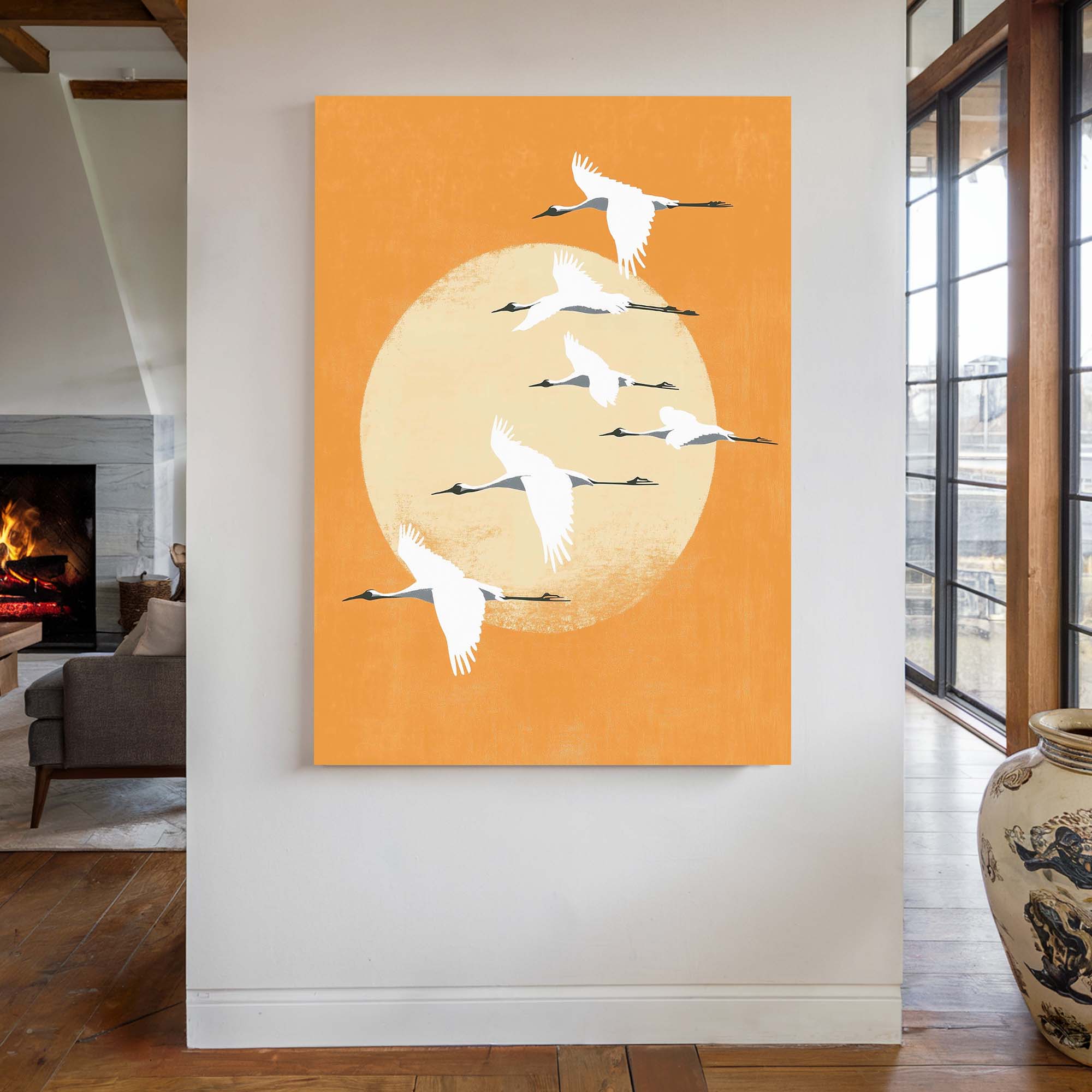 Evening Cranes Canvas Print Canvas Art Wildfrog Art