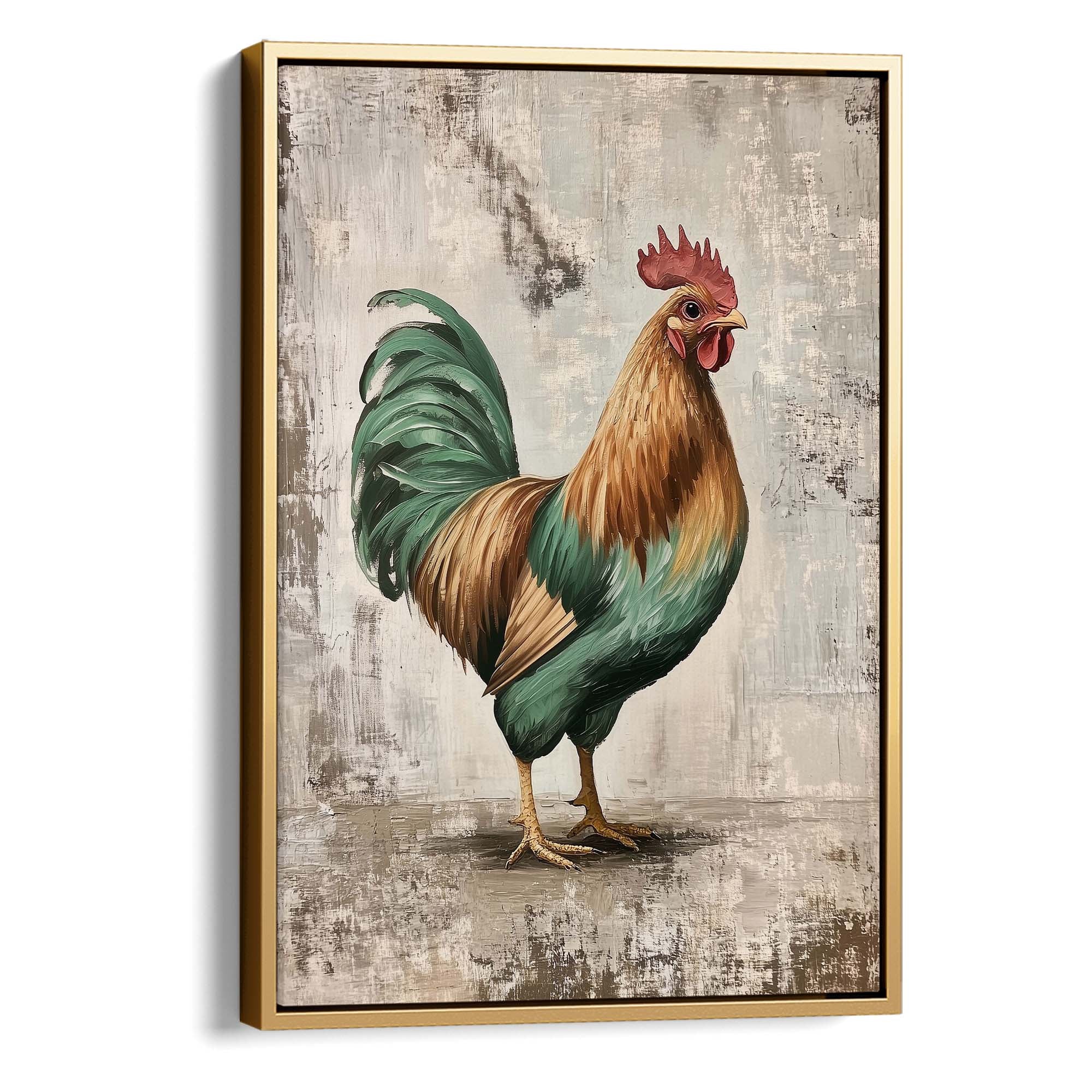 Farmhouse Cockerel Brown Canvas Print Canvas Art Wildfrog Art