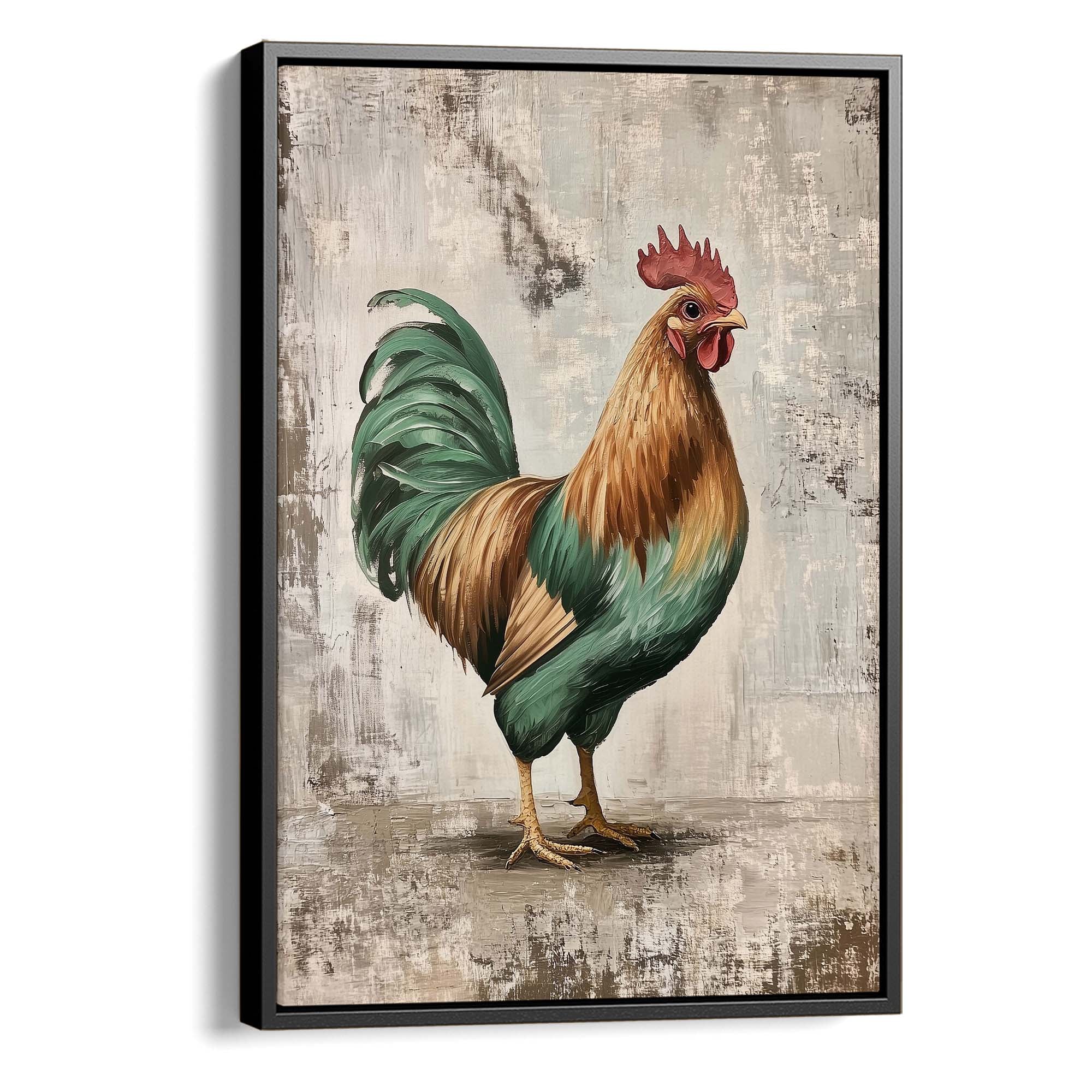 Farmhouse Cockerel Brown Canvas Print Canvas Art Wildfrog Art