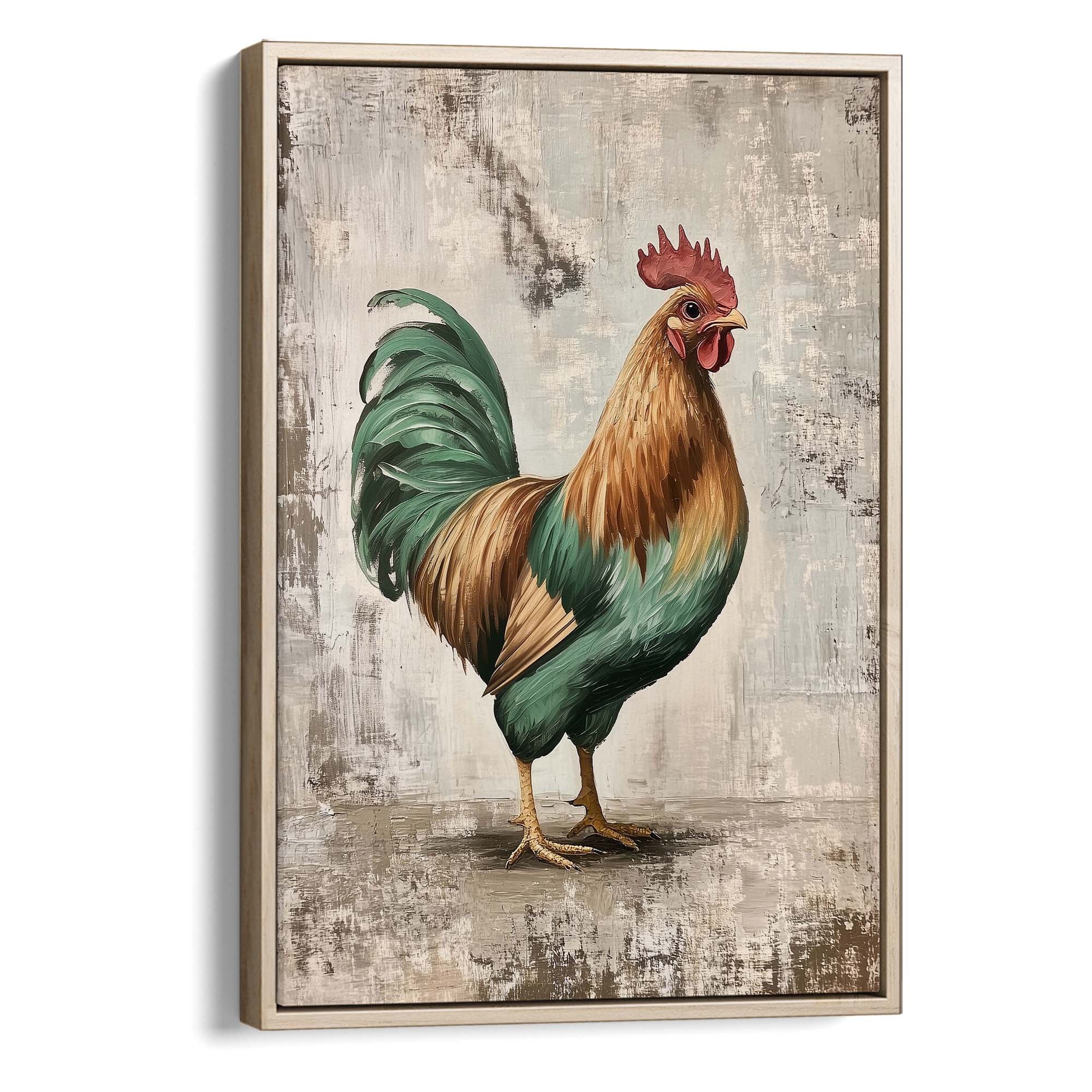 Farmhouse Cockerel Brown Canvas Print Canvas Art Wildfrog Art