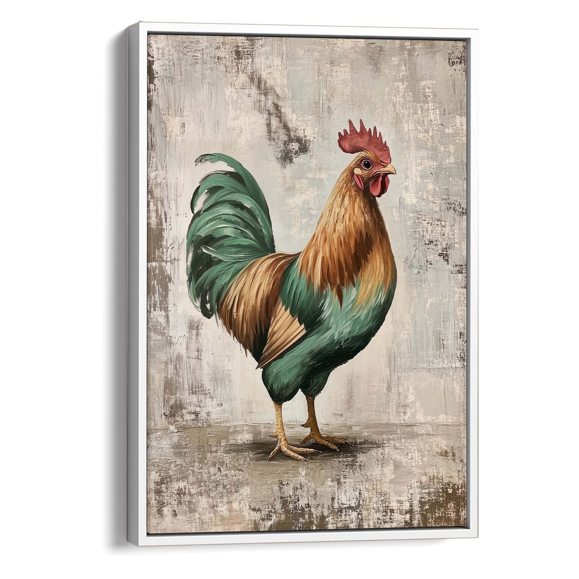Farmhouse Cockerel Brown Canvas Print Canvas Art Wildfrog Art