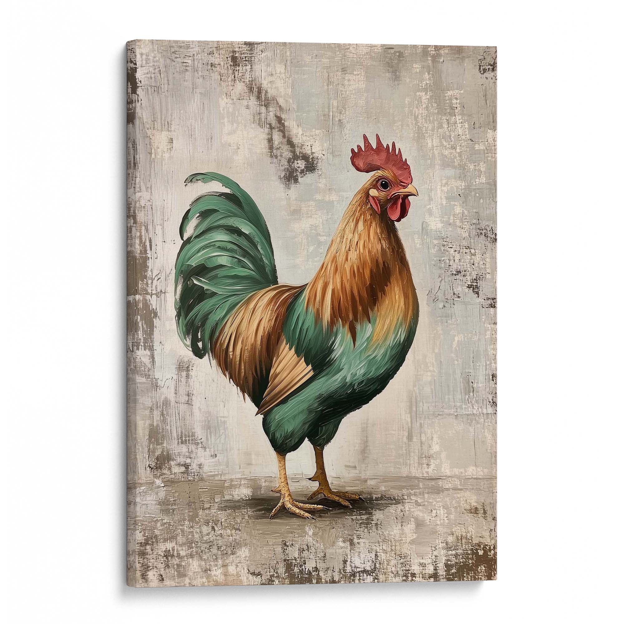 Farmhouse Cockerel Brown Canvas Print Canvas Art Wildfrog Art