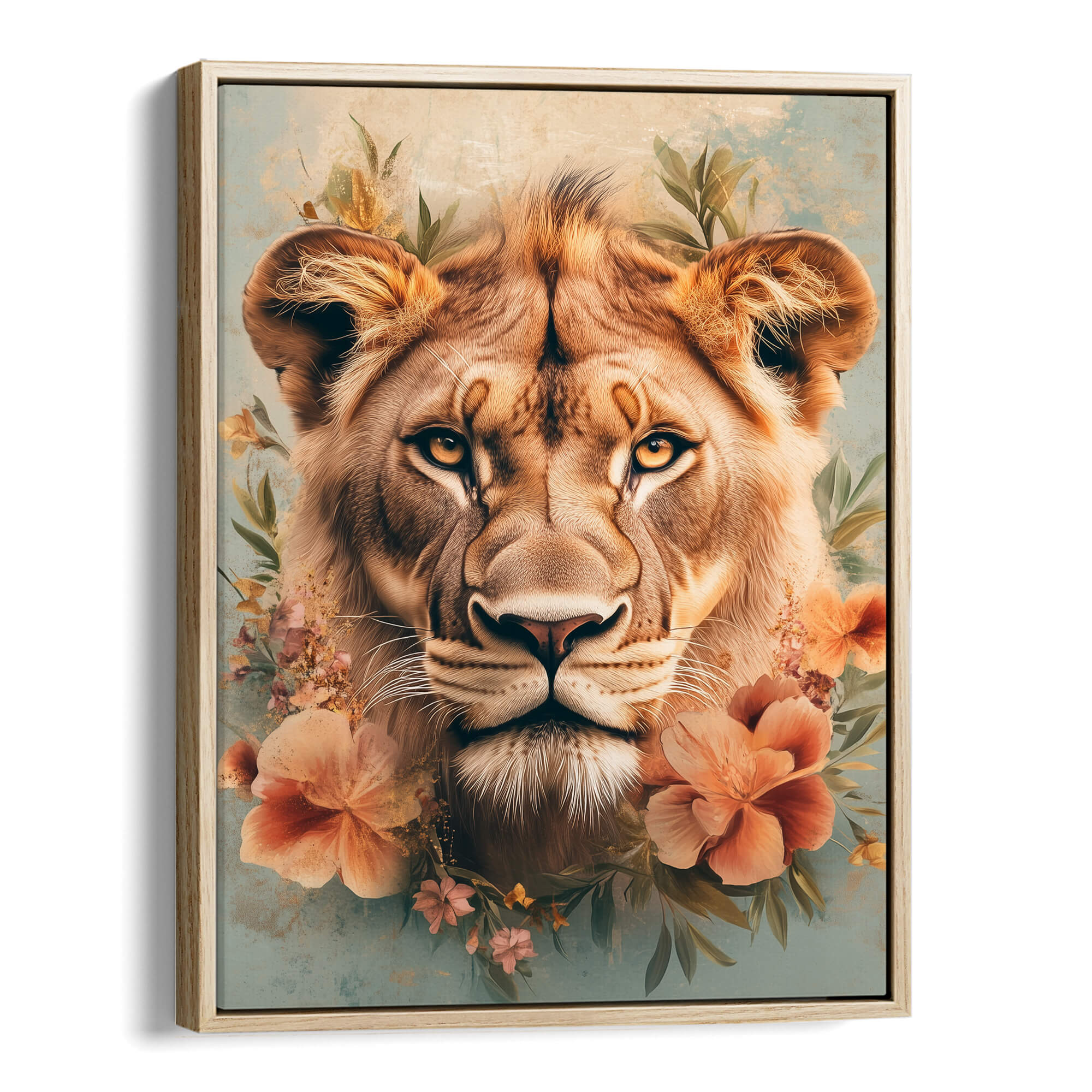 Floral Lioness Canvas Print Canvas Art Wildfrog Art