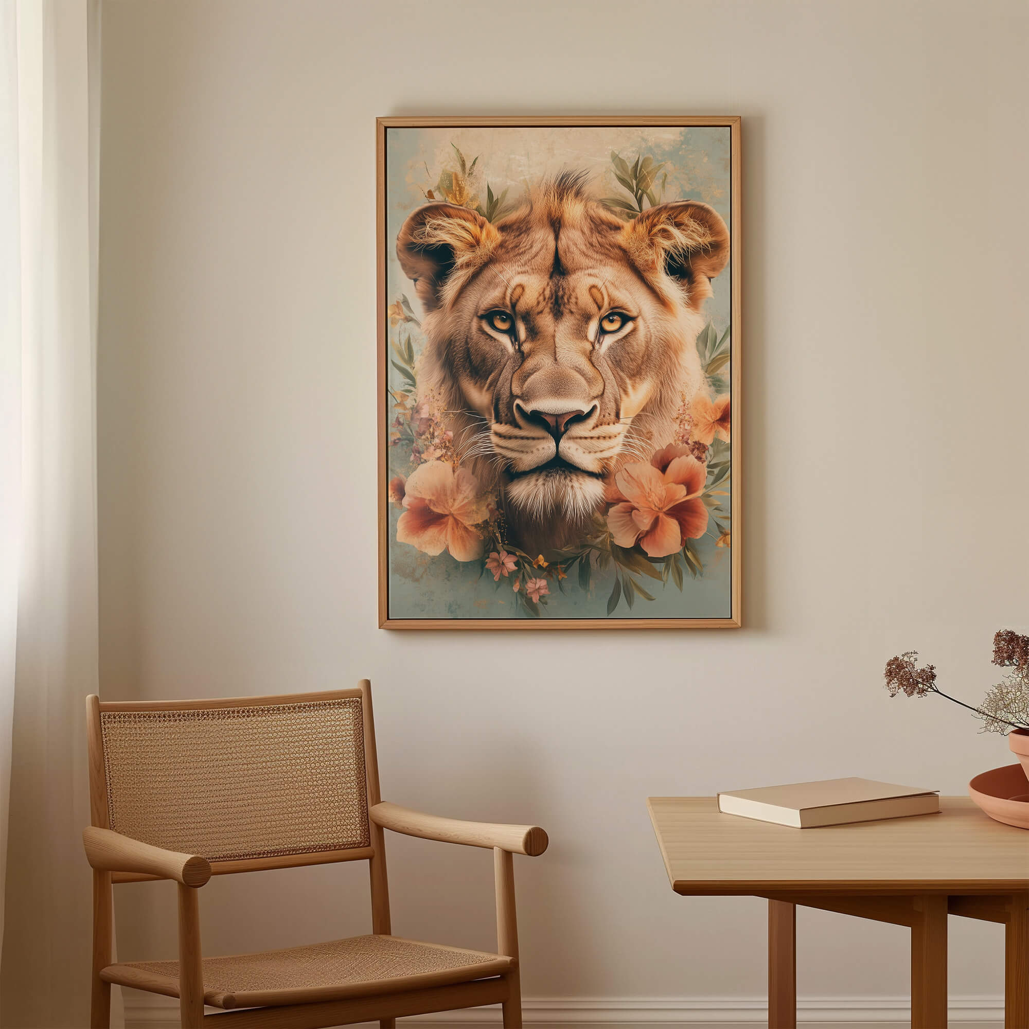 Floral Lioness Canvas Print Canvas Art Wildfrog Art