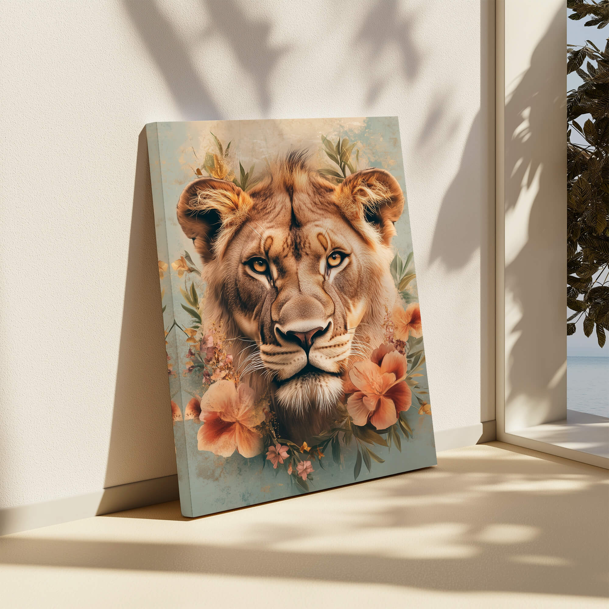 Floral Lioness Canvas Print Canvas Art Wildfrog Art