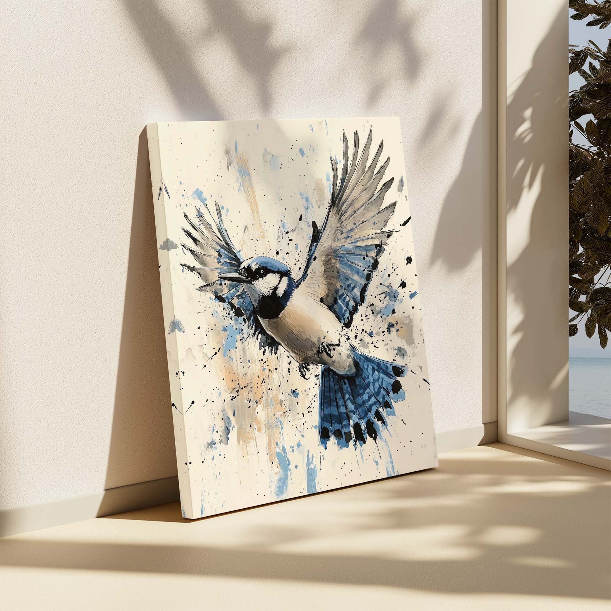 Flying Blue Jay No1 Canvas Print Canvas Art Wildfrog Art