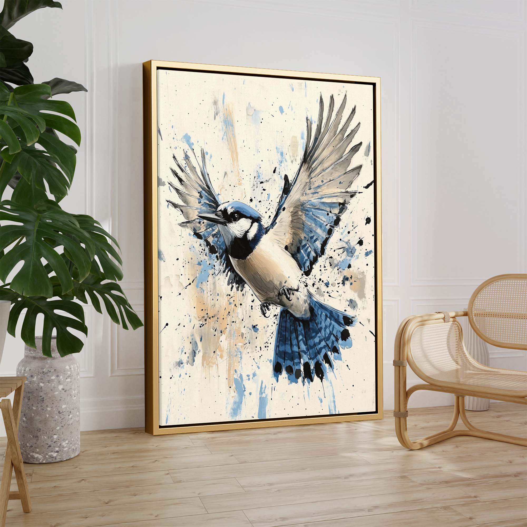Flying Blue Jay No1 Canvas Print Canvas Art Wildfrog Art