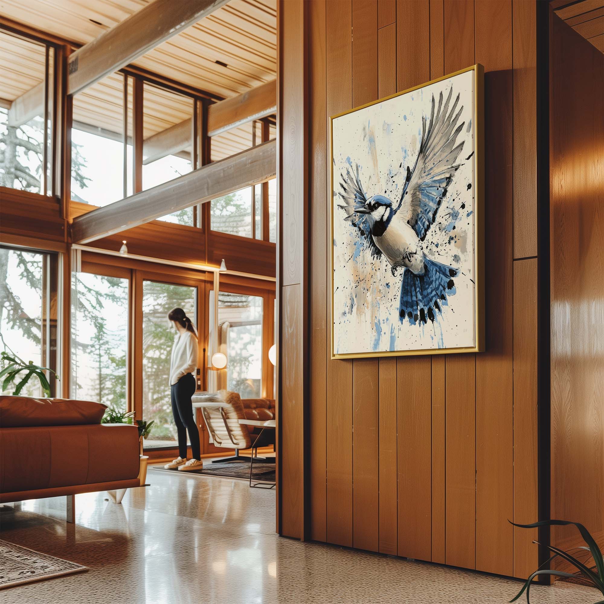 Flying Blue Jay No1 Canvas Print Canvas Art Wildfrog Art