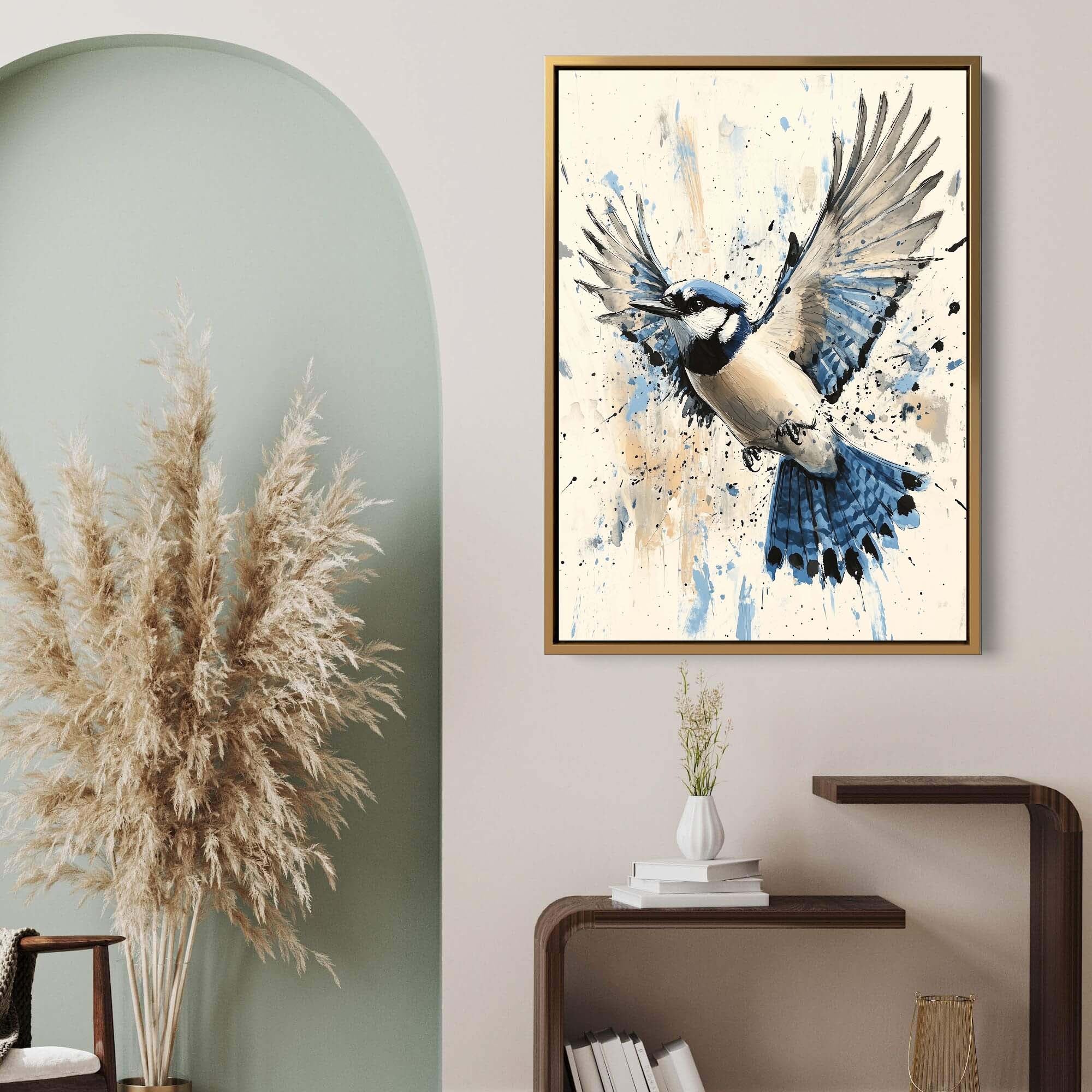 Flying Blue Jay No1 Canvas Print Canvas Art Wildfrog Art