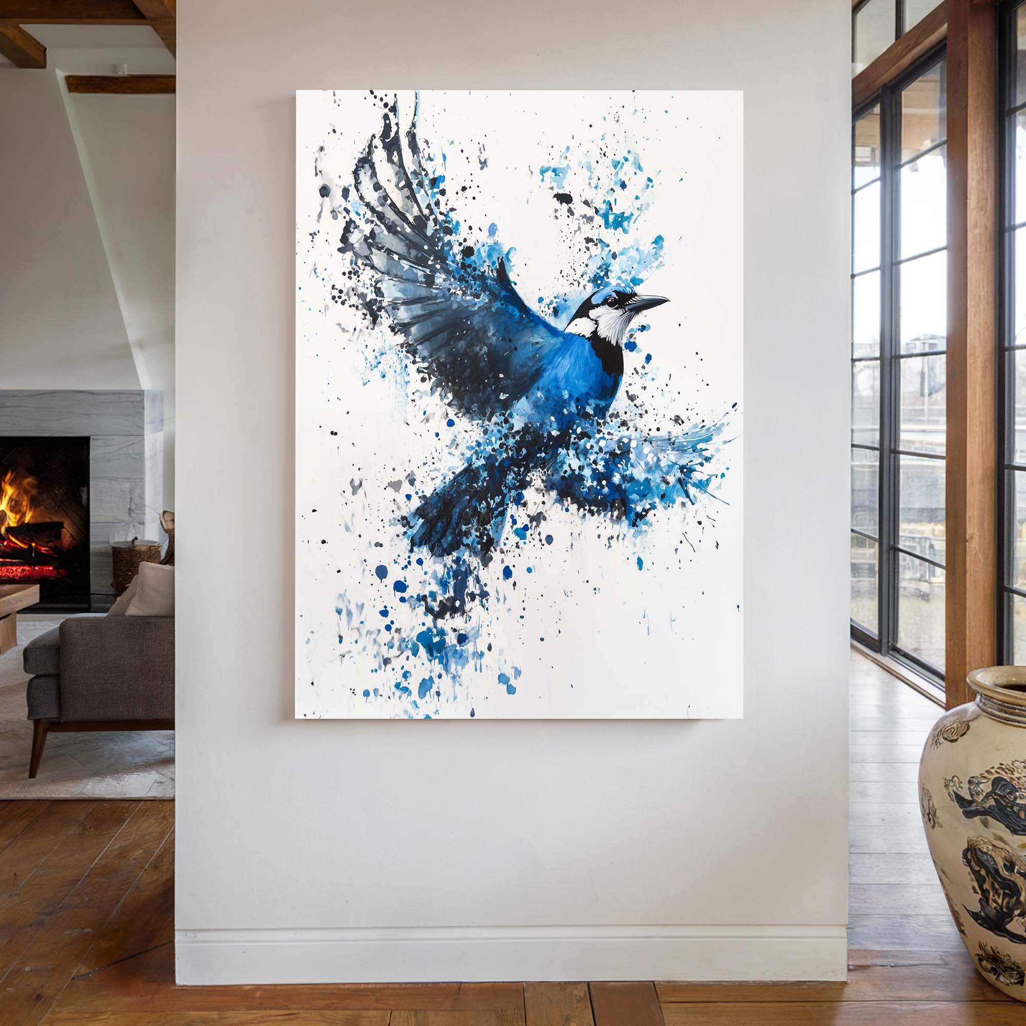 Flying Blue Jay No2 Canvas Print Canvas Art Wildfrog Art