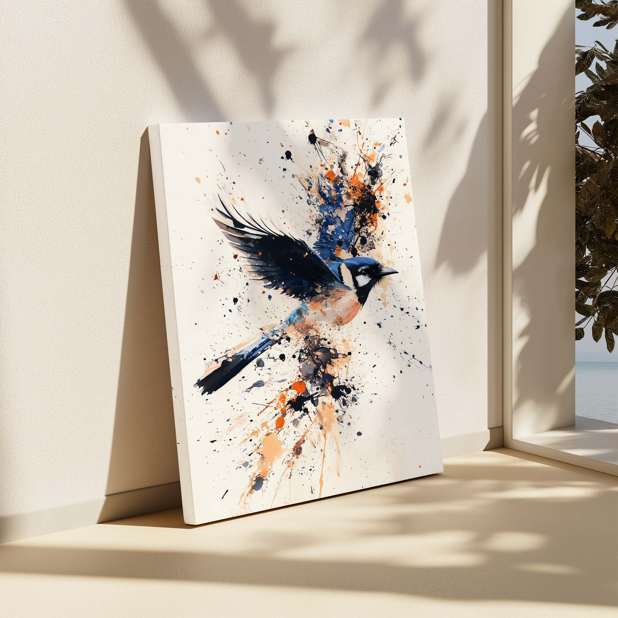 Flying Blue Jay No3 Canvas Print Canvas Art Wildfrog Art