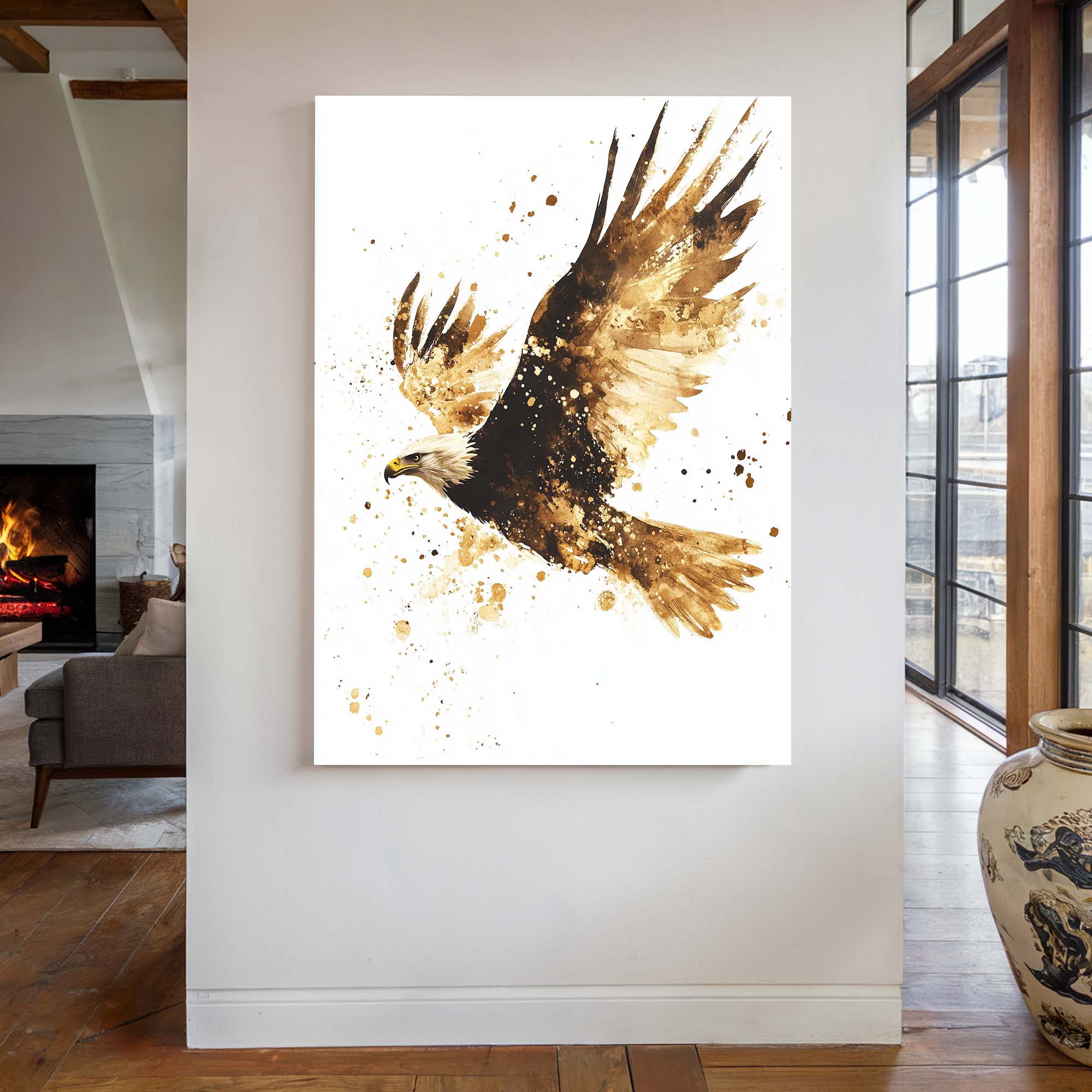 Flying Eagle Splash Canvas Print Canvas Art Wildfrog Art
