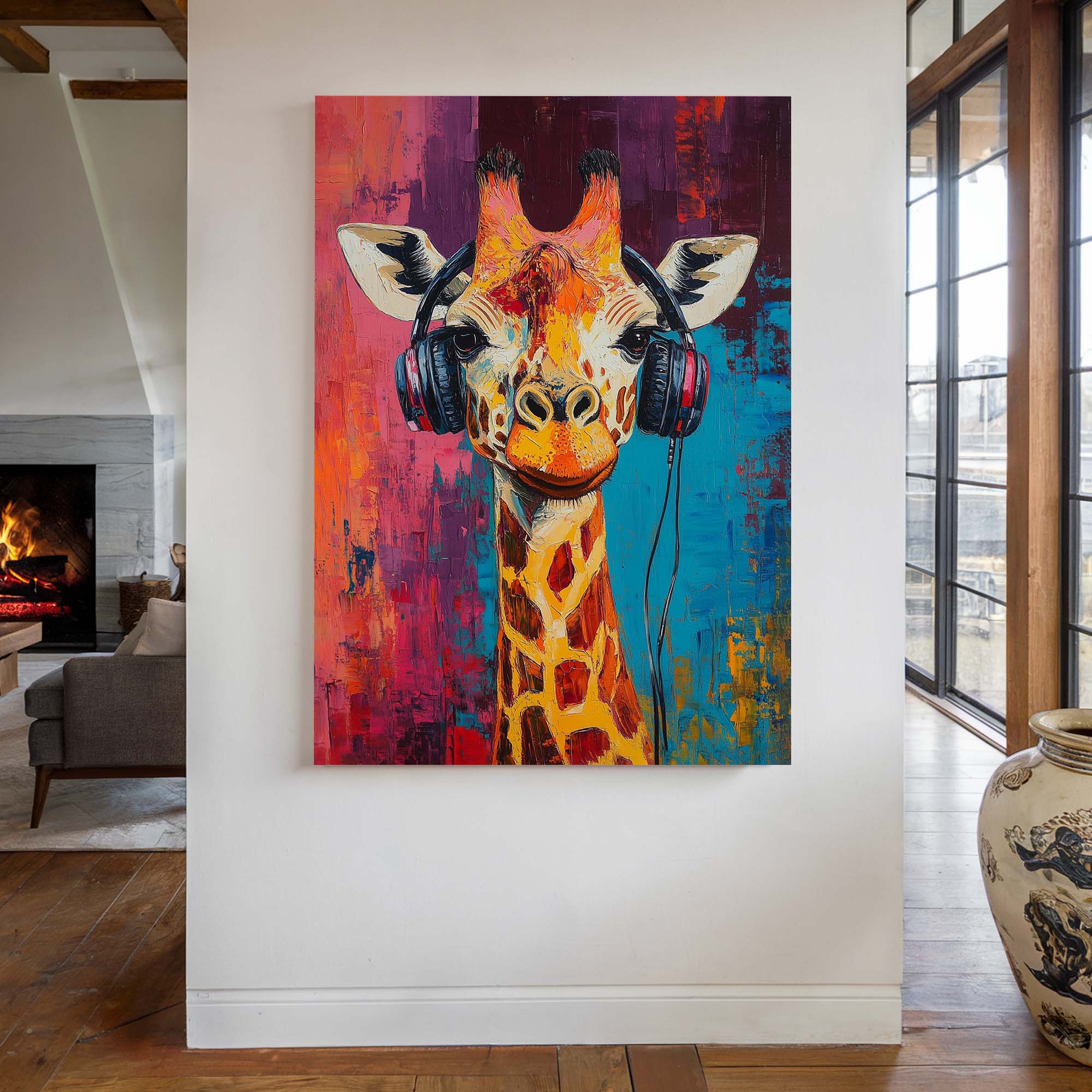 Giraffe DJ No1 Canvas Print