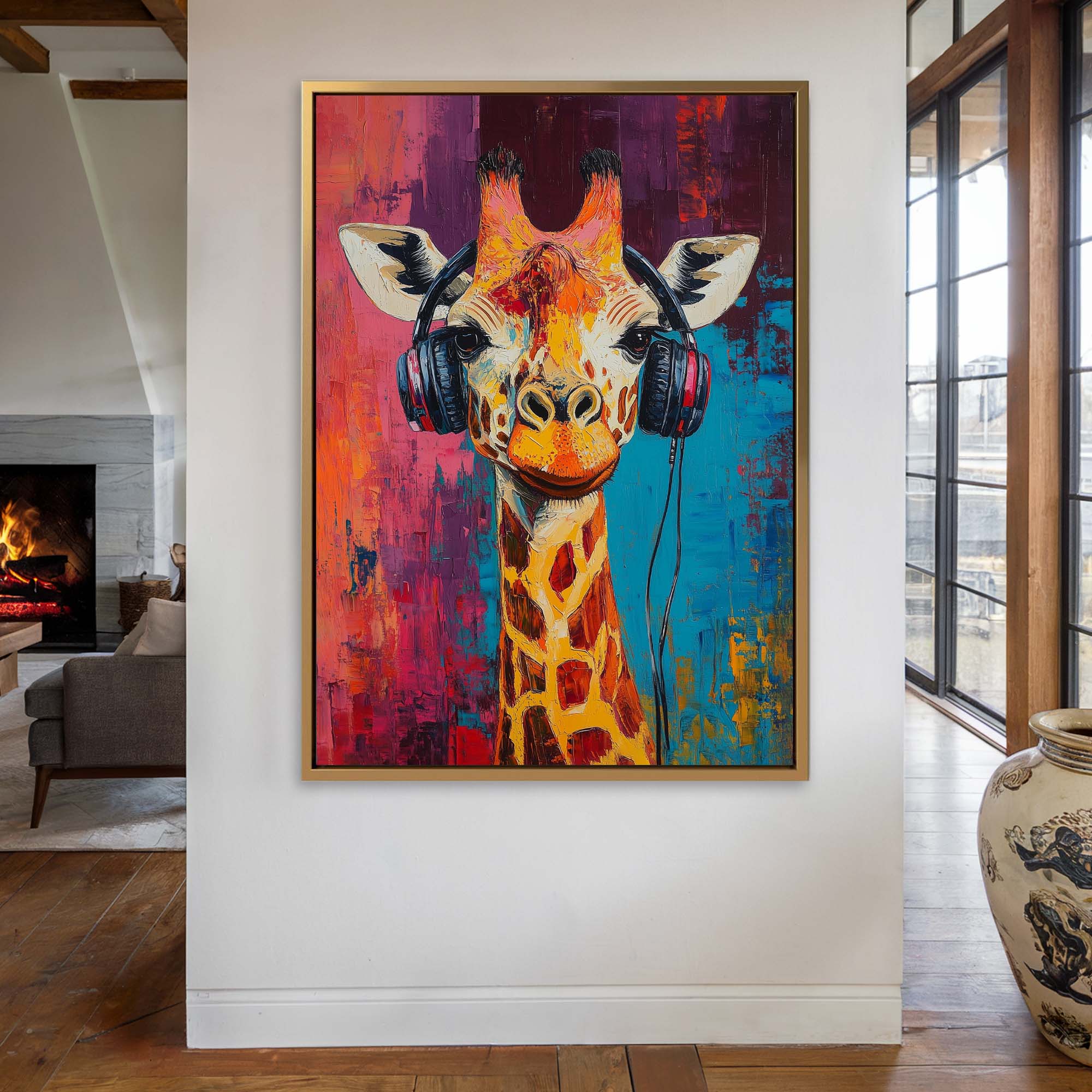 Giraffe DJ No1 Canvas Print