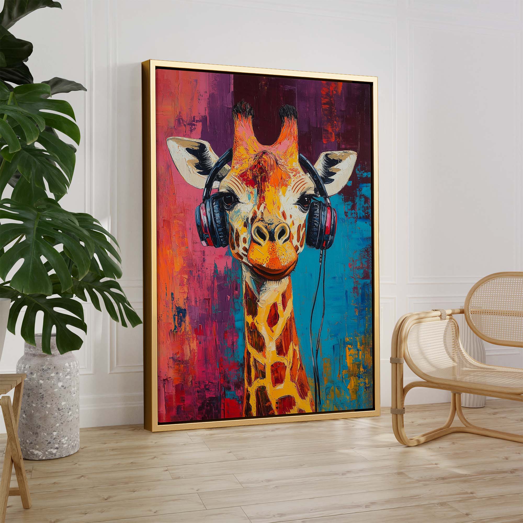 Giraffe DJ No1 Canvas Print