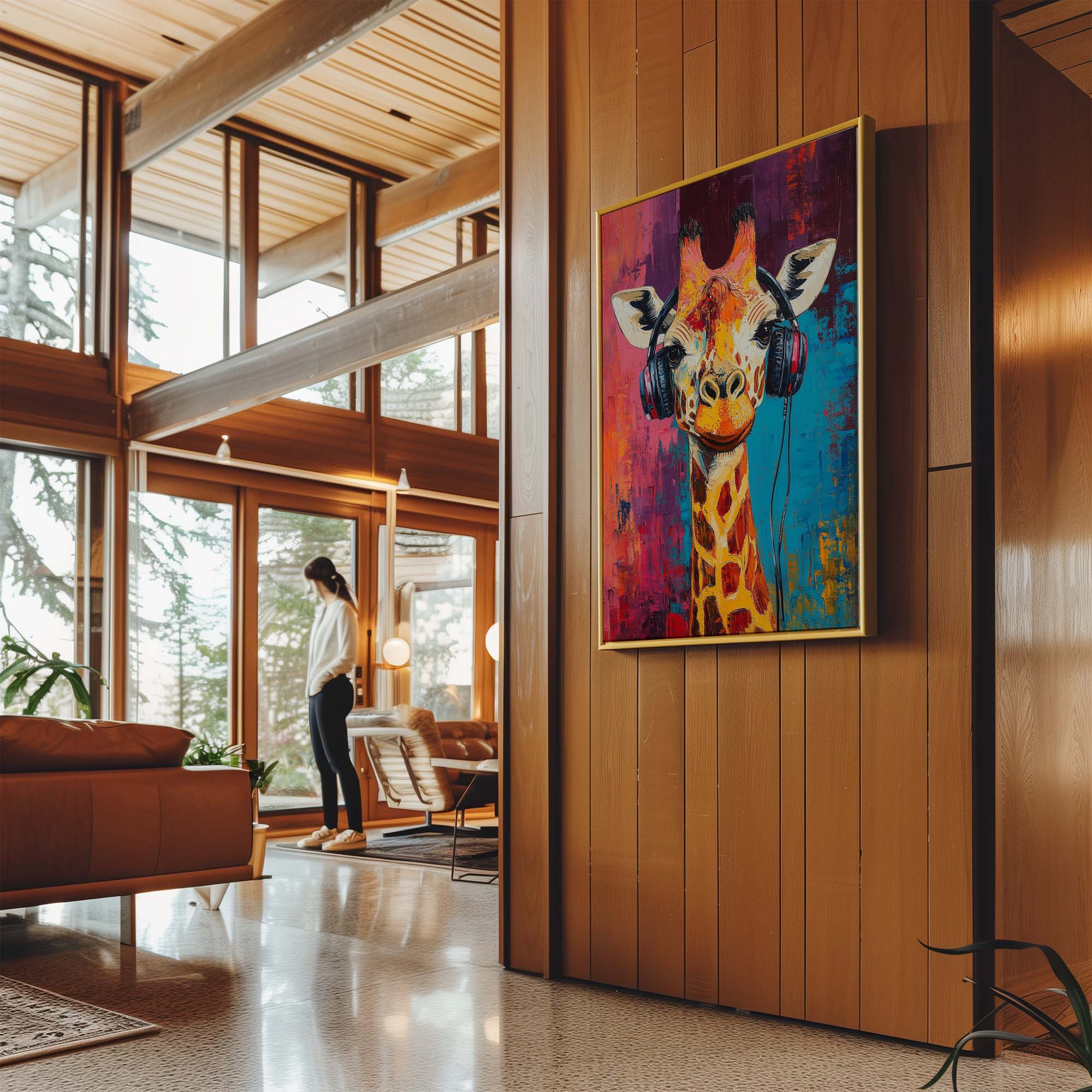 Giraffe DJ No1 Canvas Print