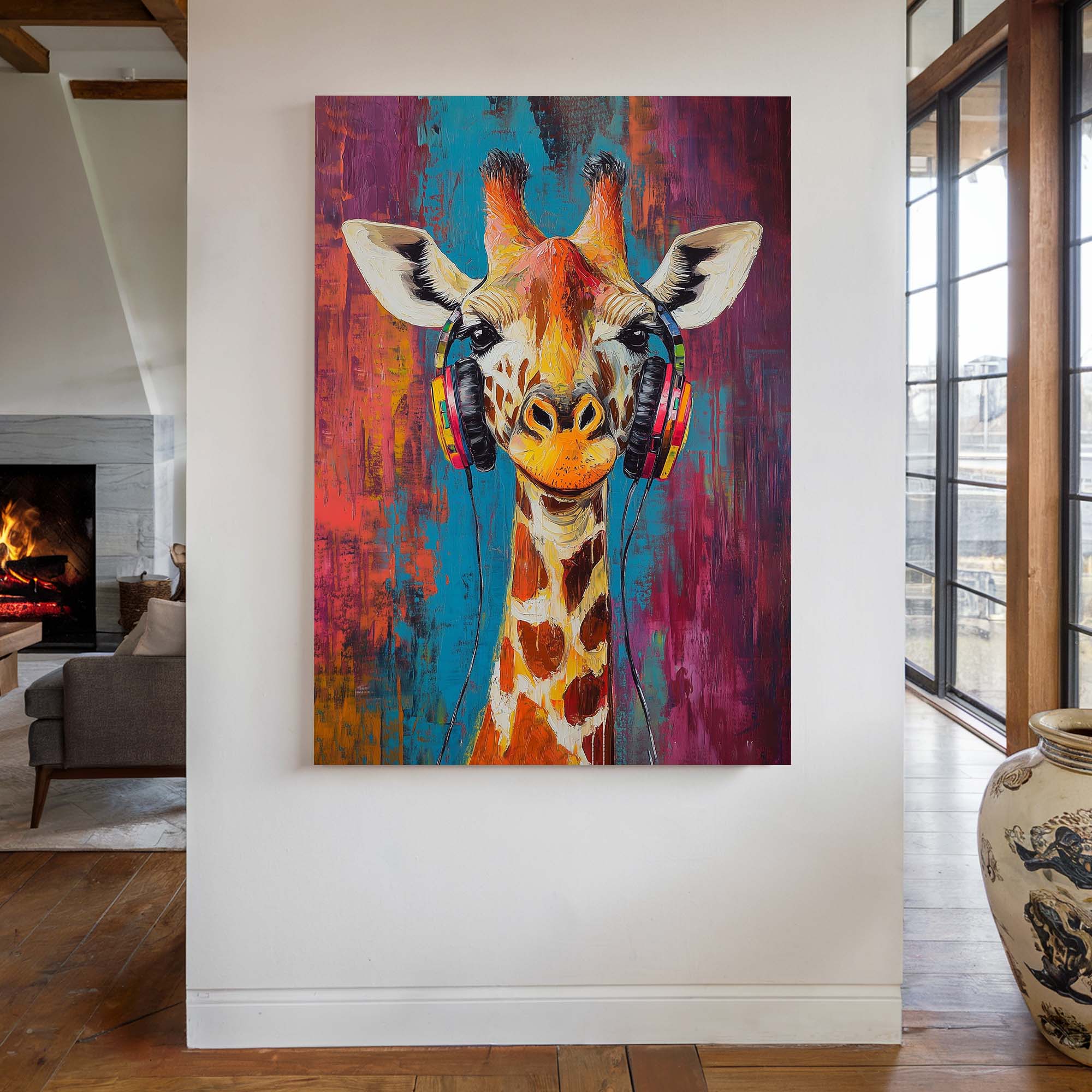 Giraffe DJ No2 Canvas Print