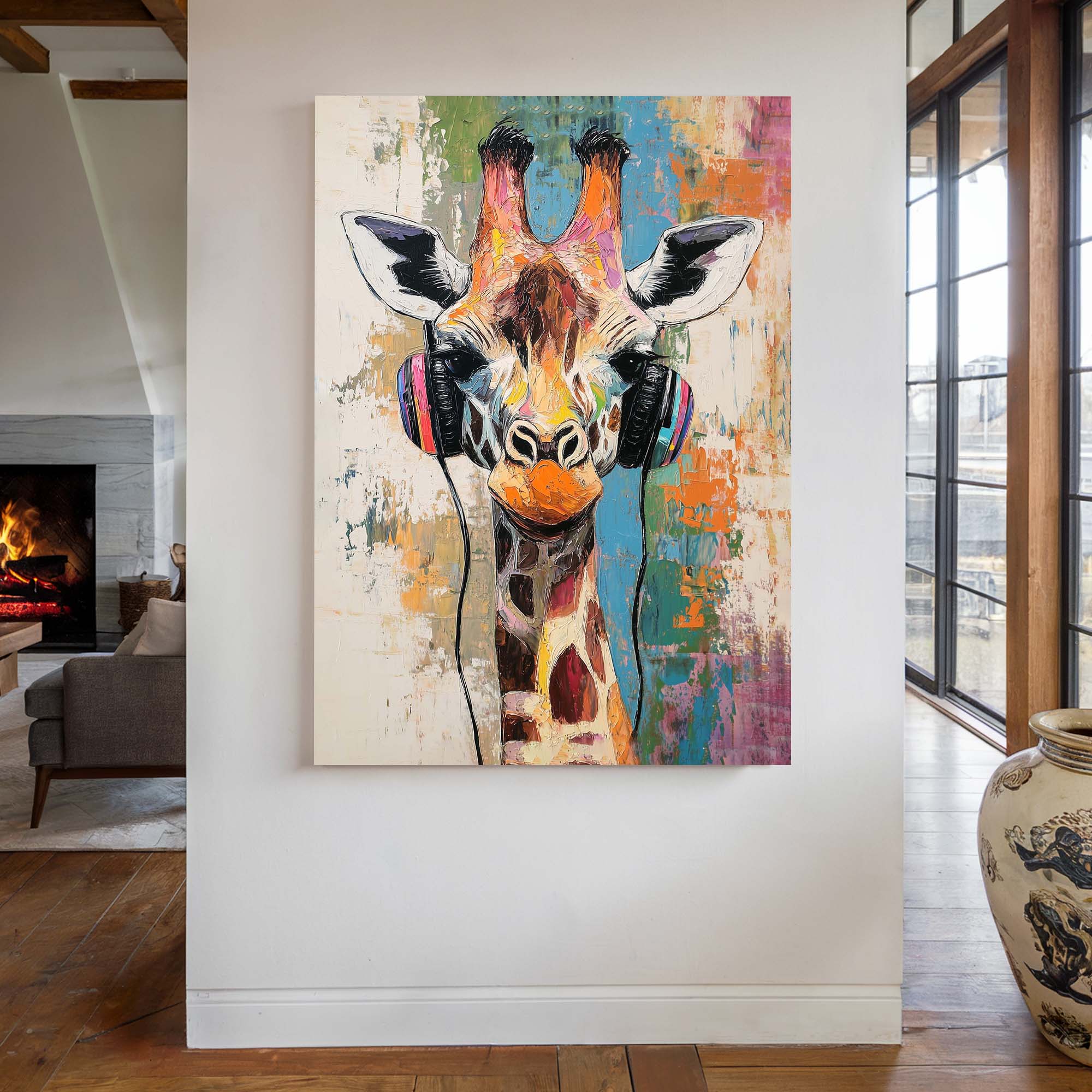 Giraffe DJ No4 Canvas Print