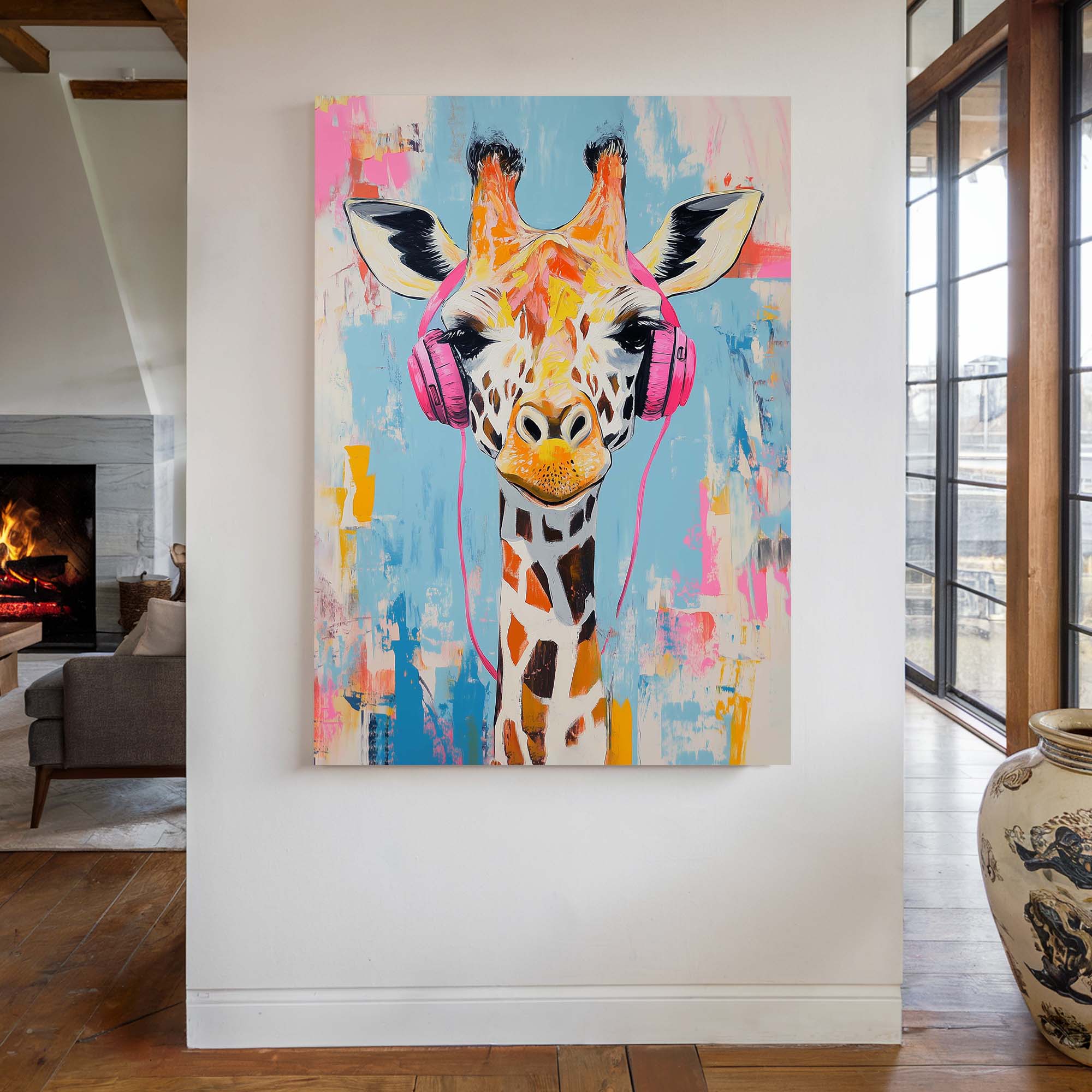 Giraffe Pink DJ No2 Canvas Print