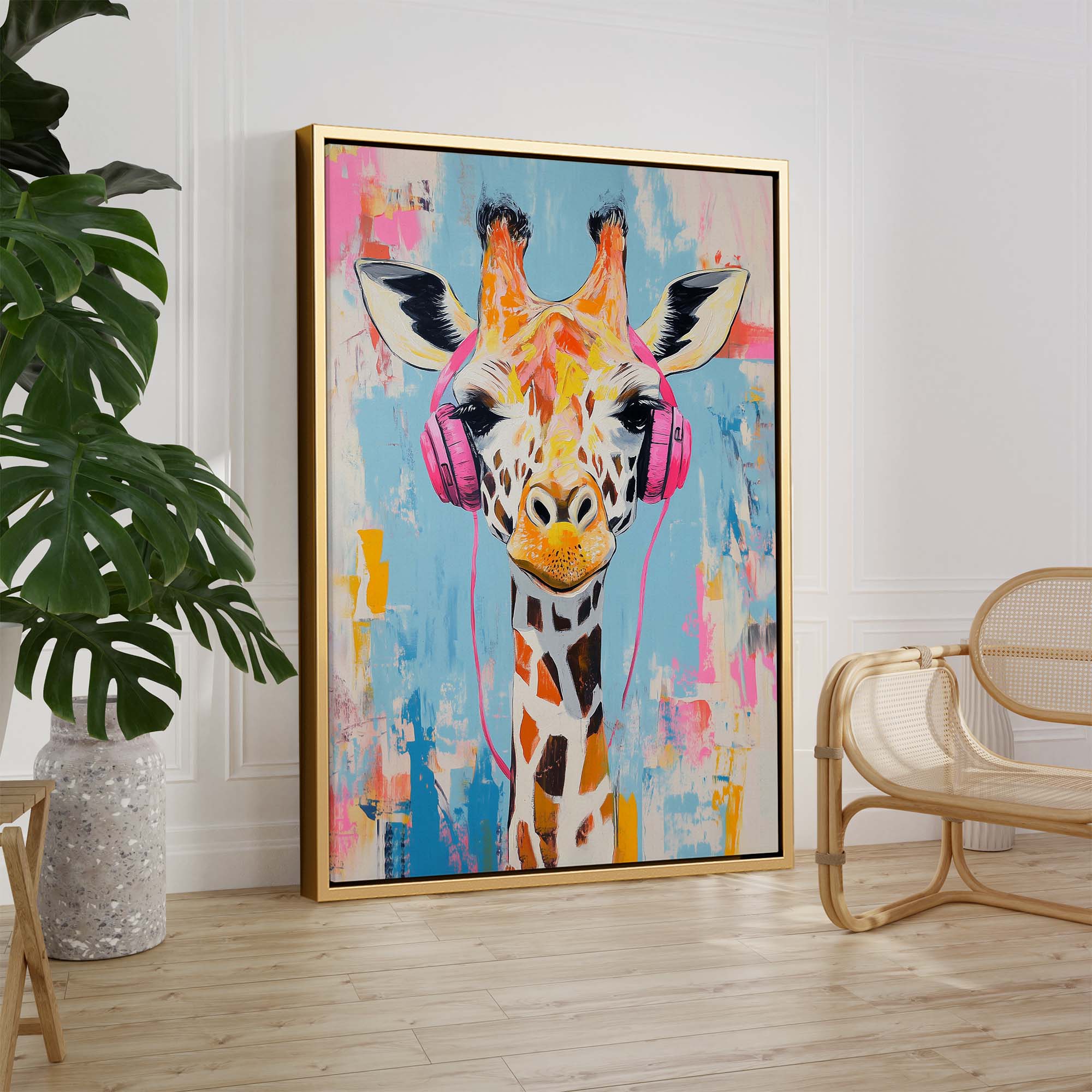 Giraffe Pink DJ No2 Canvas Print