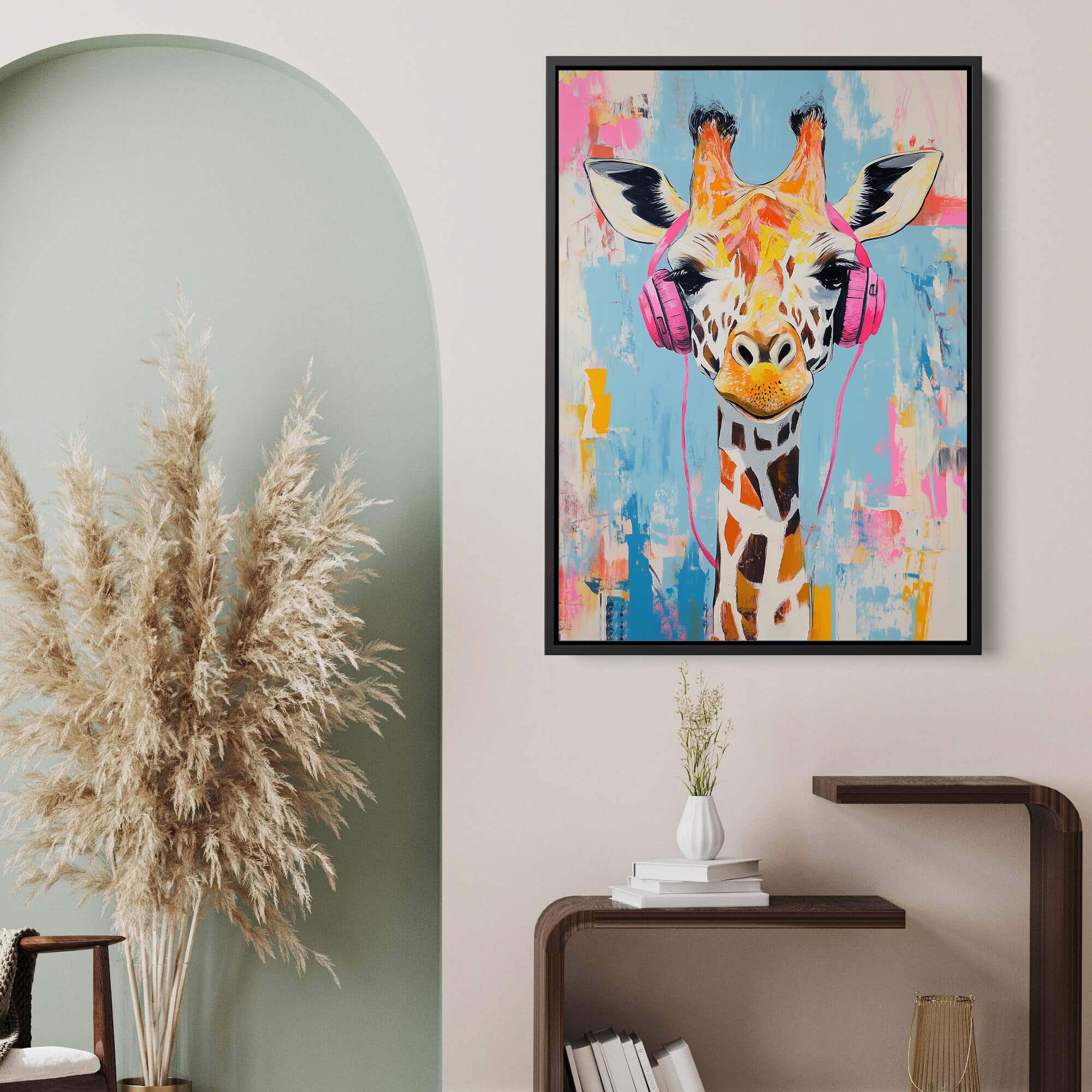 Giraffe Pink DJ No2 Canvas Print