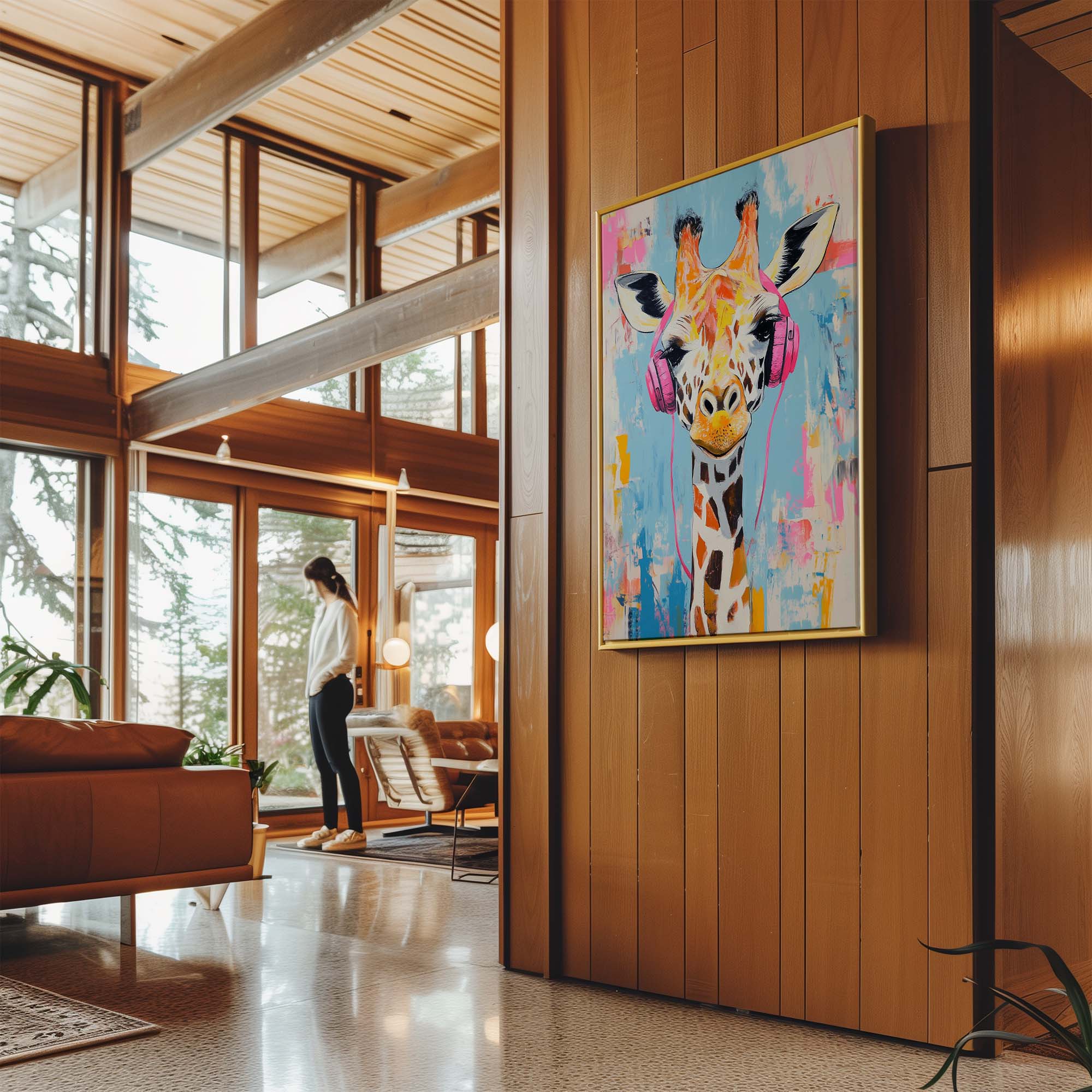 Giraffe Pink DJ No2 Canvas Print