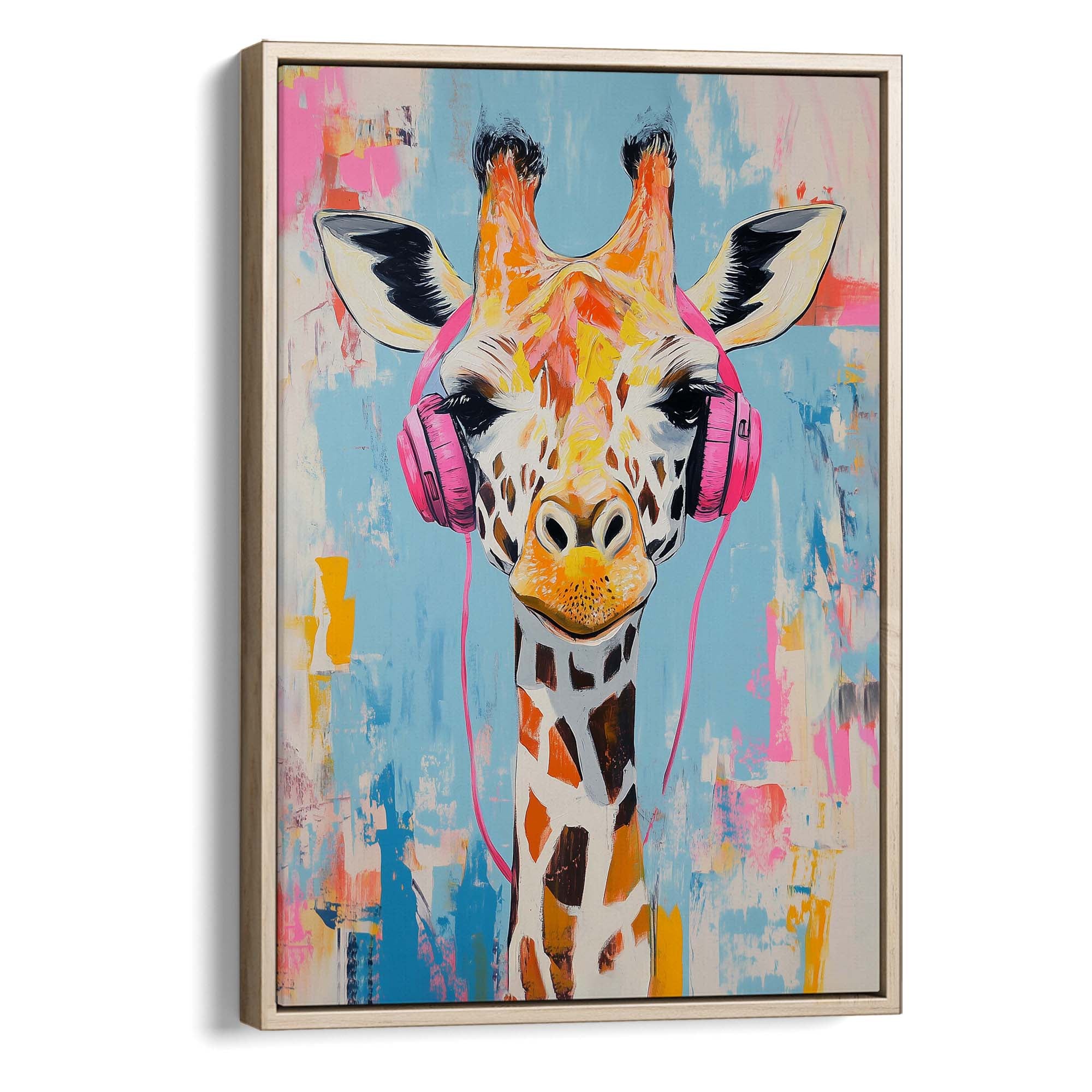 Giraffe Pink DJ No2 Canvas Print