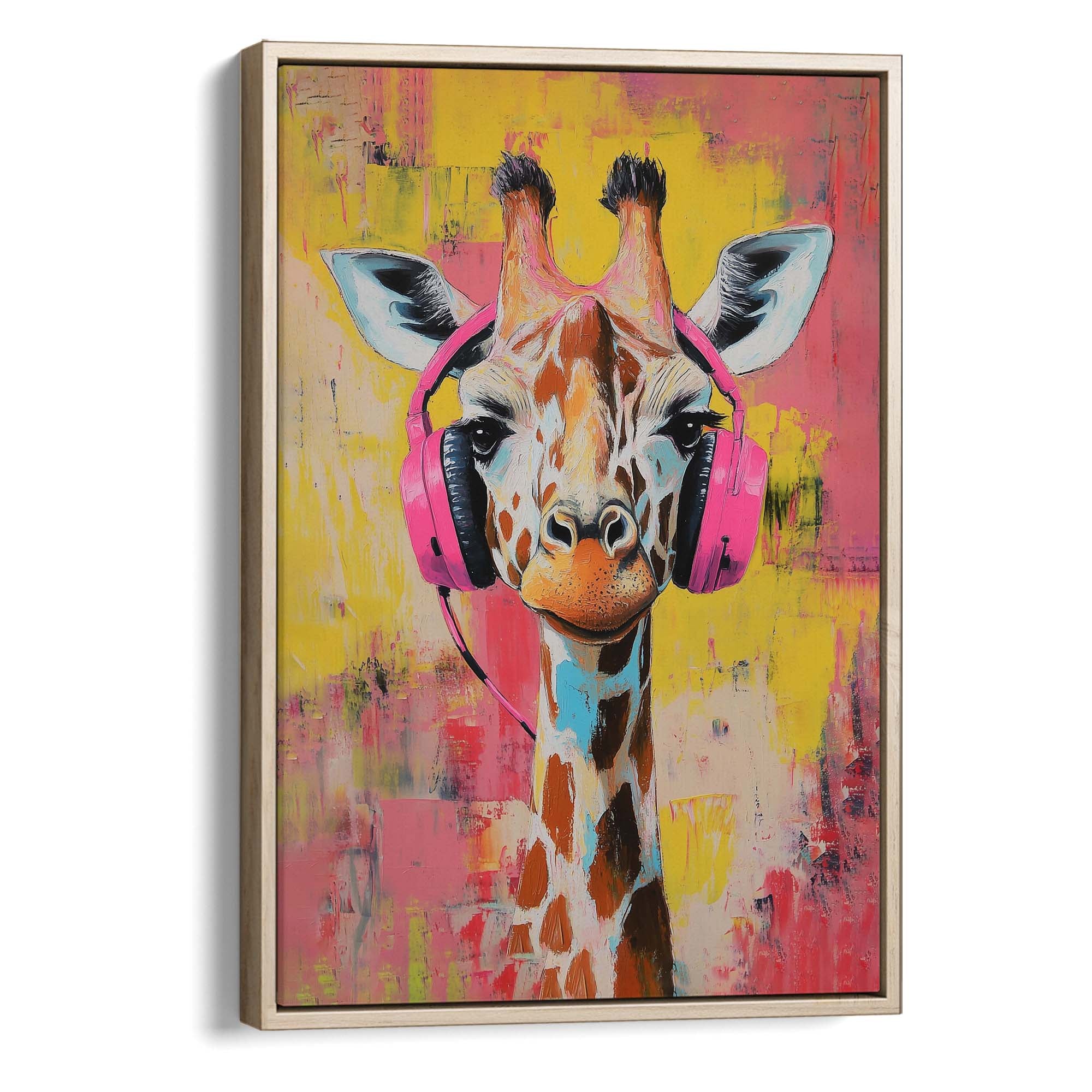 Giraffe Pink DJ Canvas Print