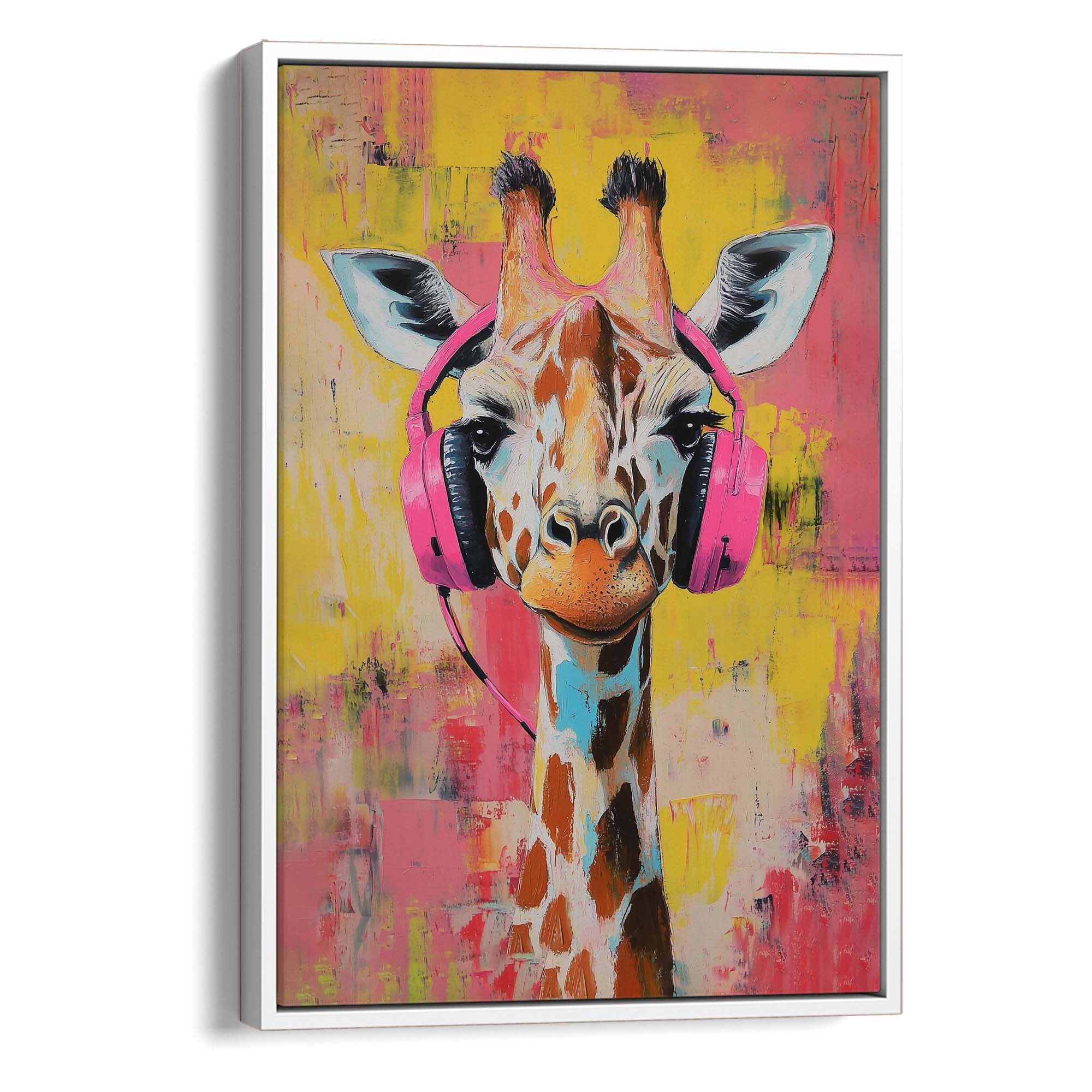 Giraffe Pink DJ Canvas Print