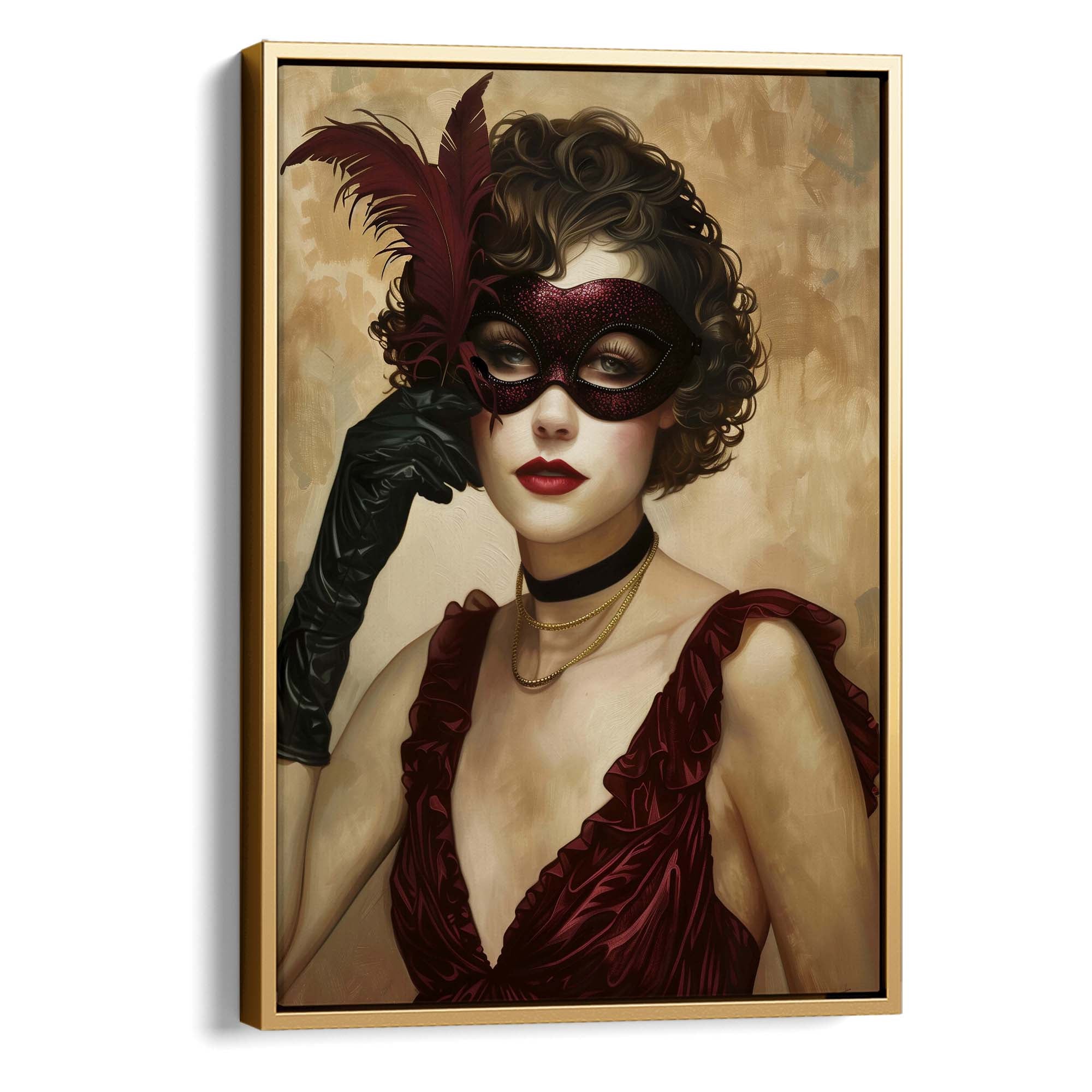 Glitter Mask and Curls Canvas Print Canvas Art Wildfrog Art