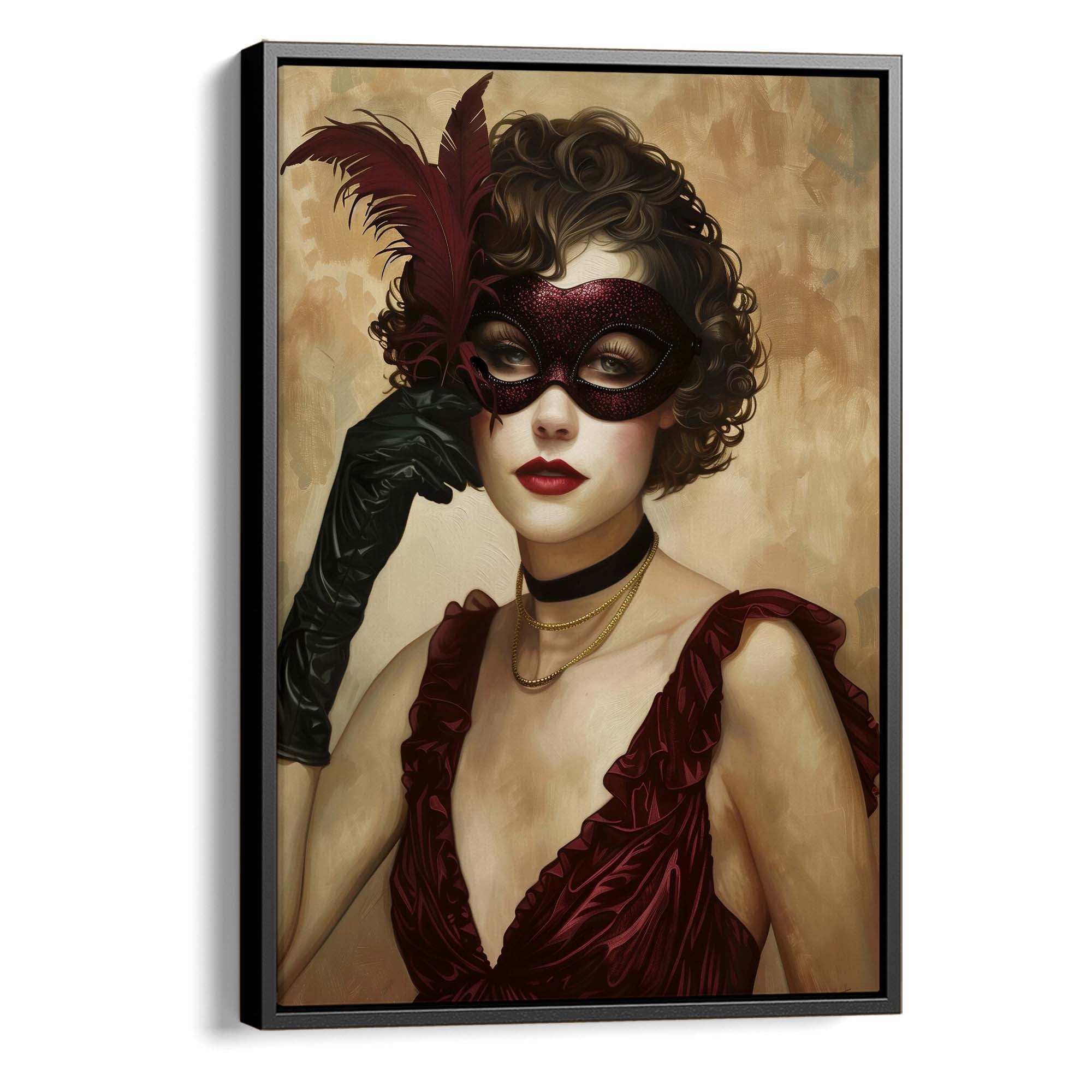 Glitter Mask and Curls Canvas Print Canvas Art Wildfrog Art