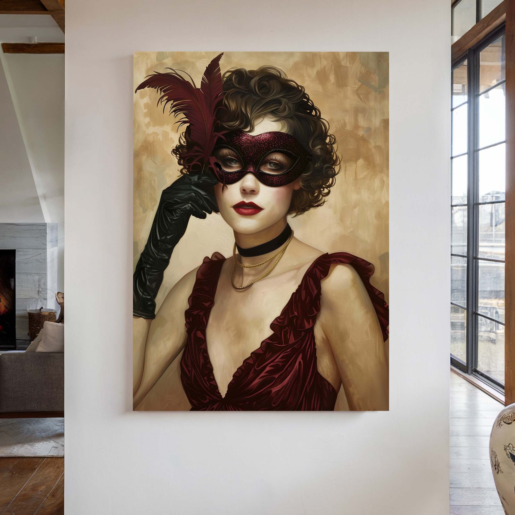 Glitter Mask and Curls Canvas Print Canvas Art Wildfrog Art