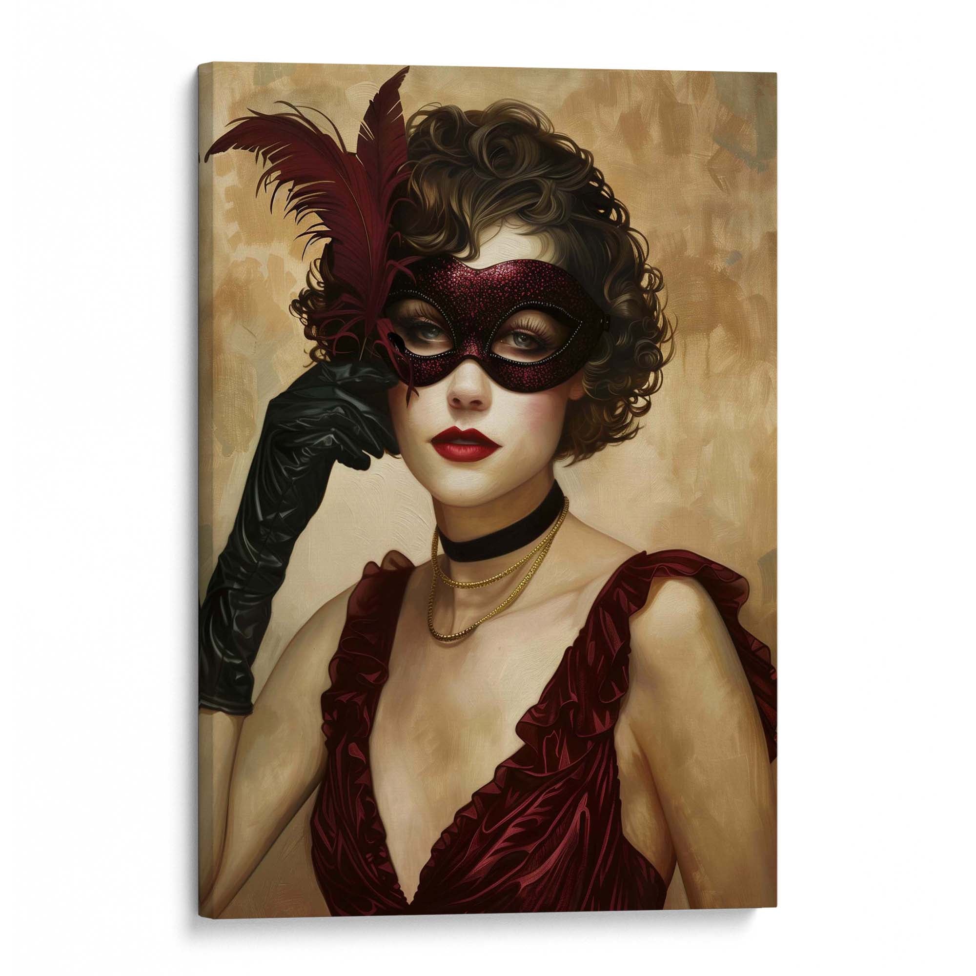 Glitter Mask and Curls Canvas Print Canvas Art Wildfrog Art