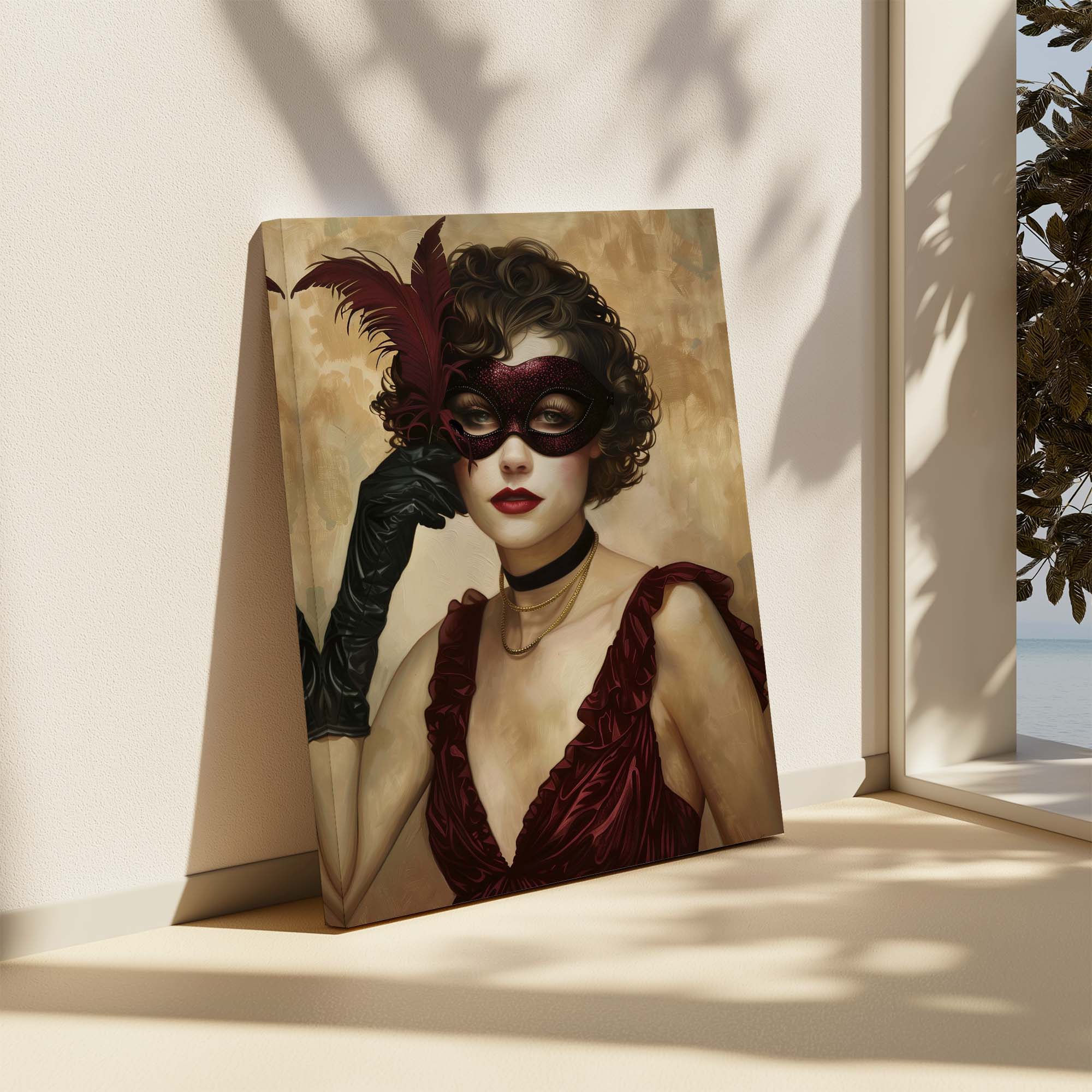 Glitter Mask and Curls Canvas Print Canvas Art Wildfrog Art