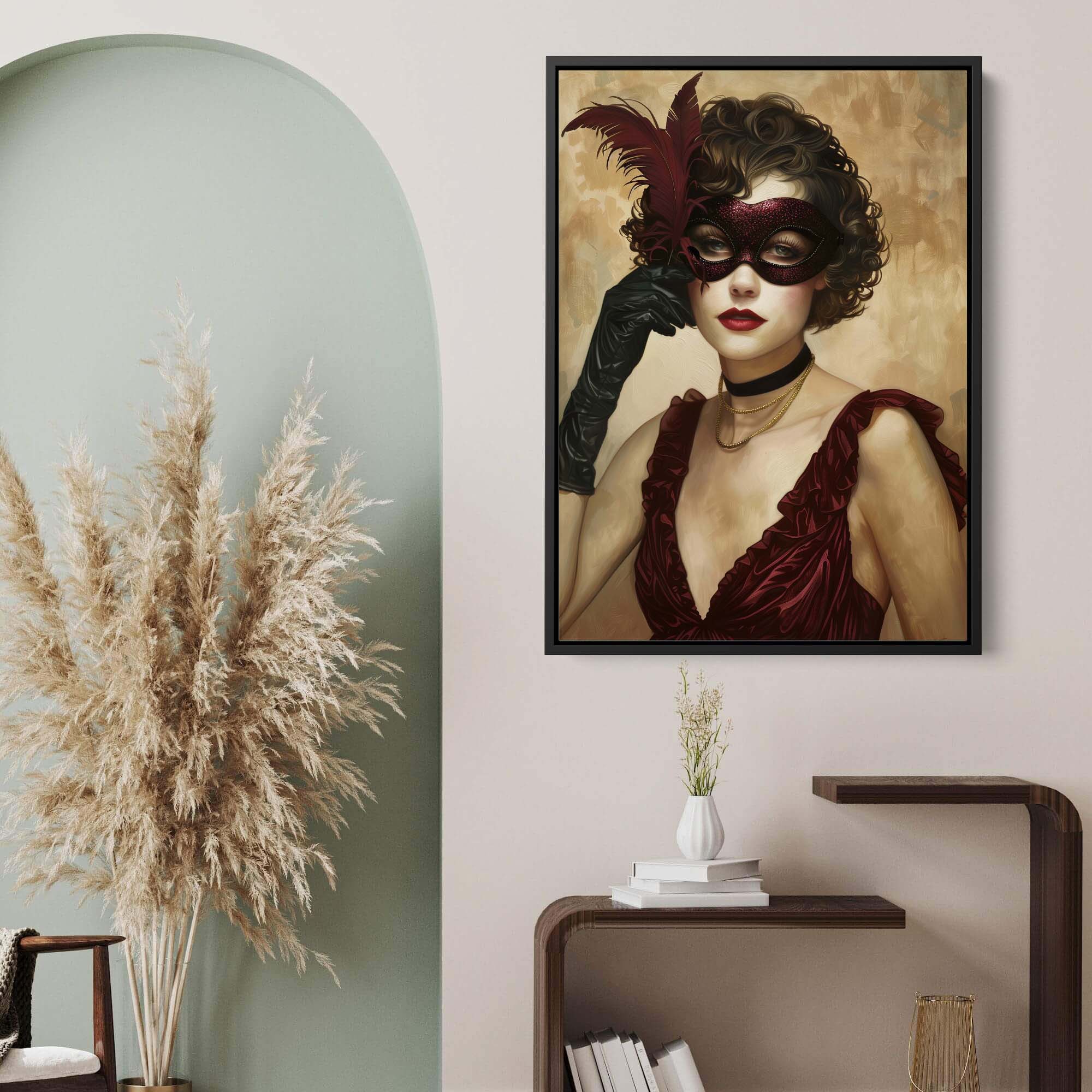 Glitter Mask and Curls Canvas Print Canvas Art Wildfrog Art