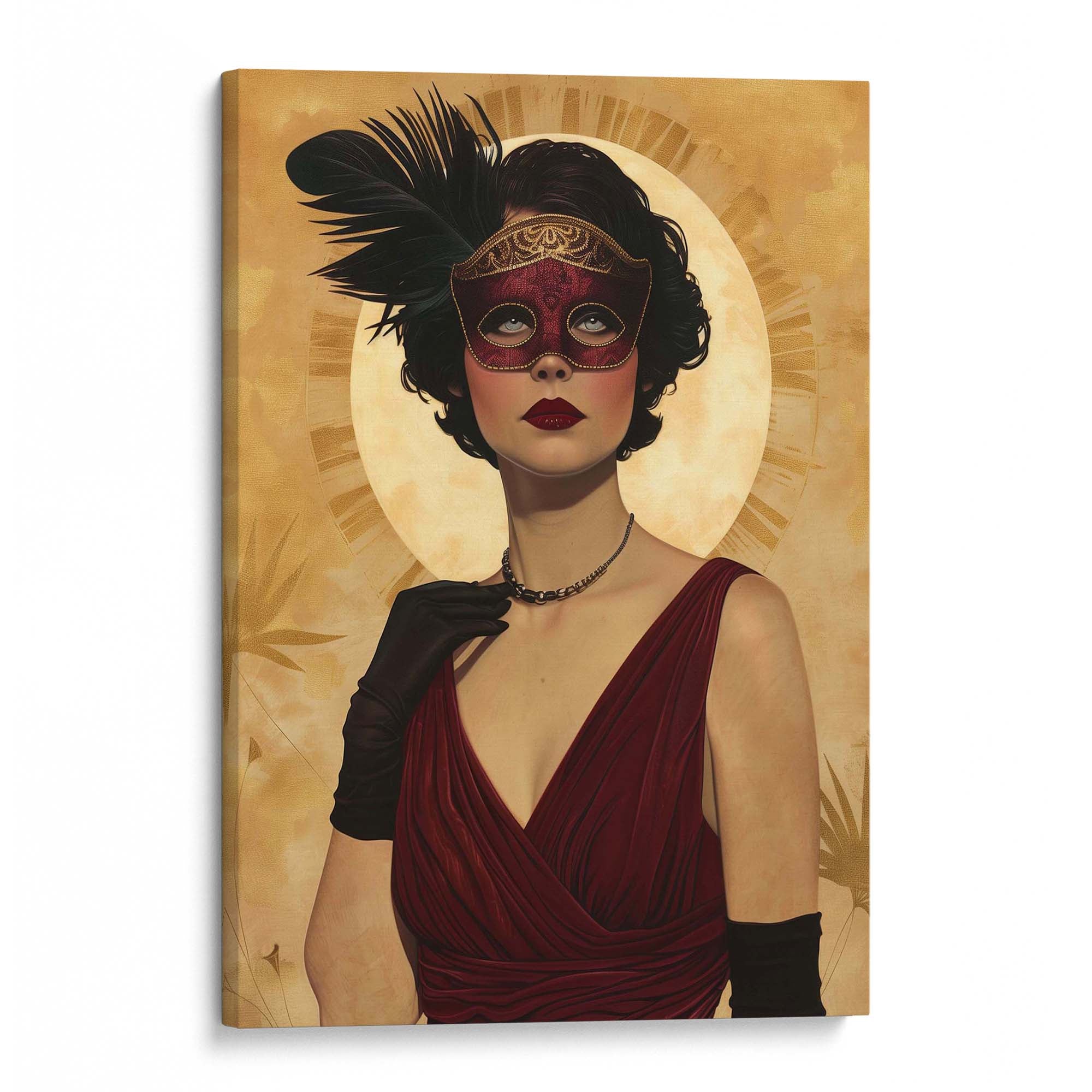 Gold Mask and Chain Necklace Canvas Print Canvas Art Wildfrog Art