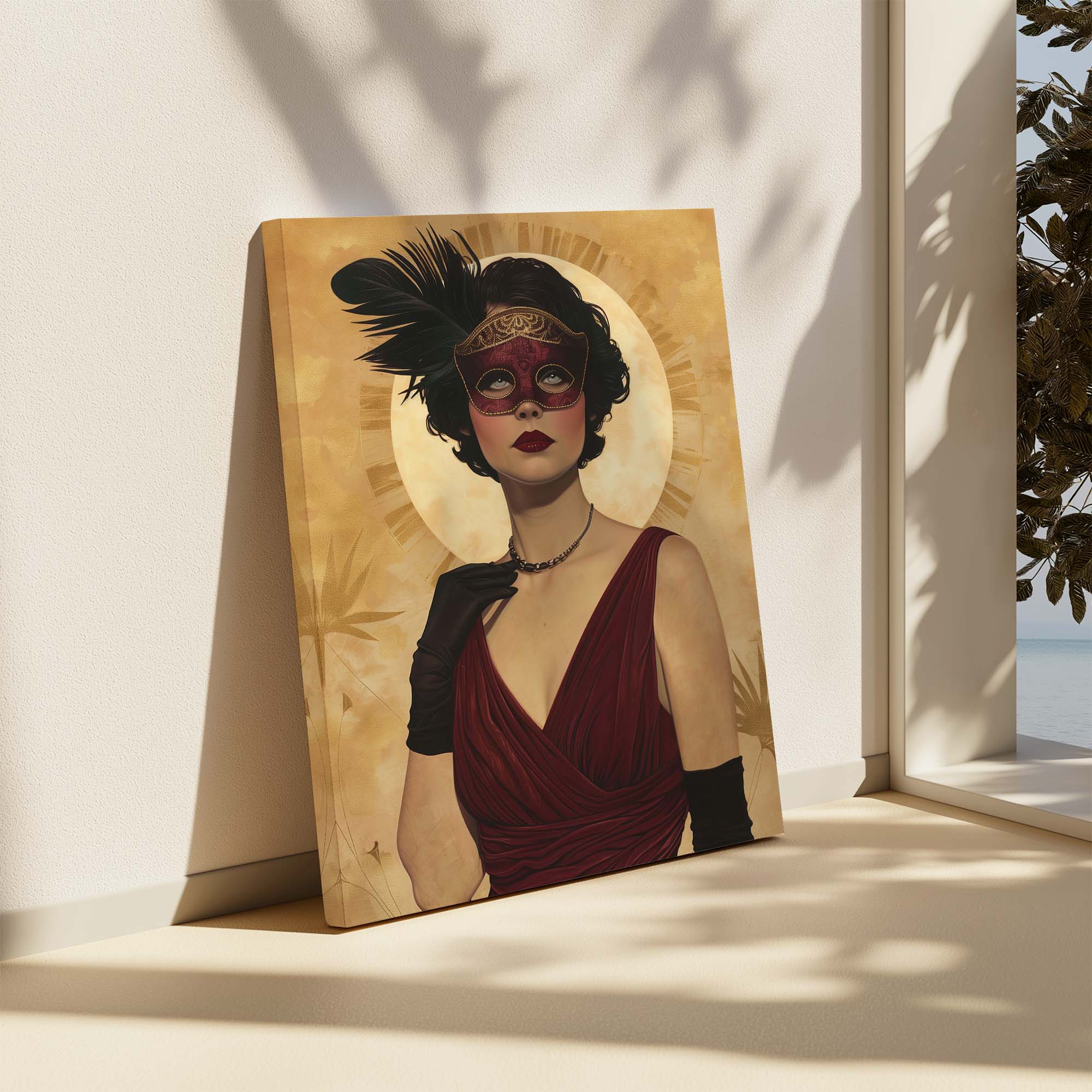 Gold Mask and Chain Necklace Canvas Print Canvas Art Wildfrog Art