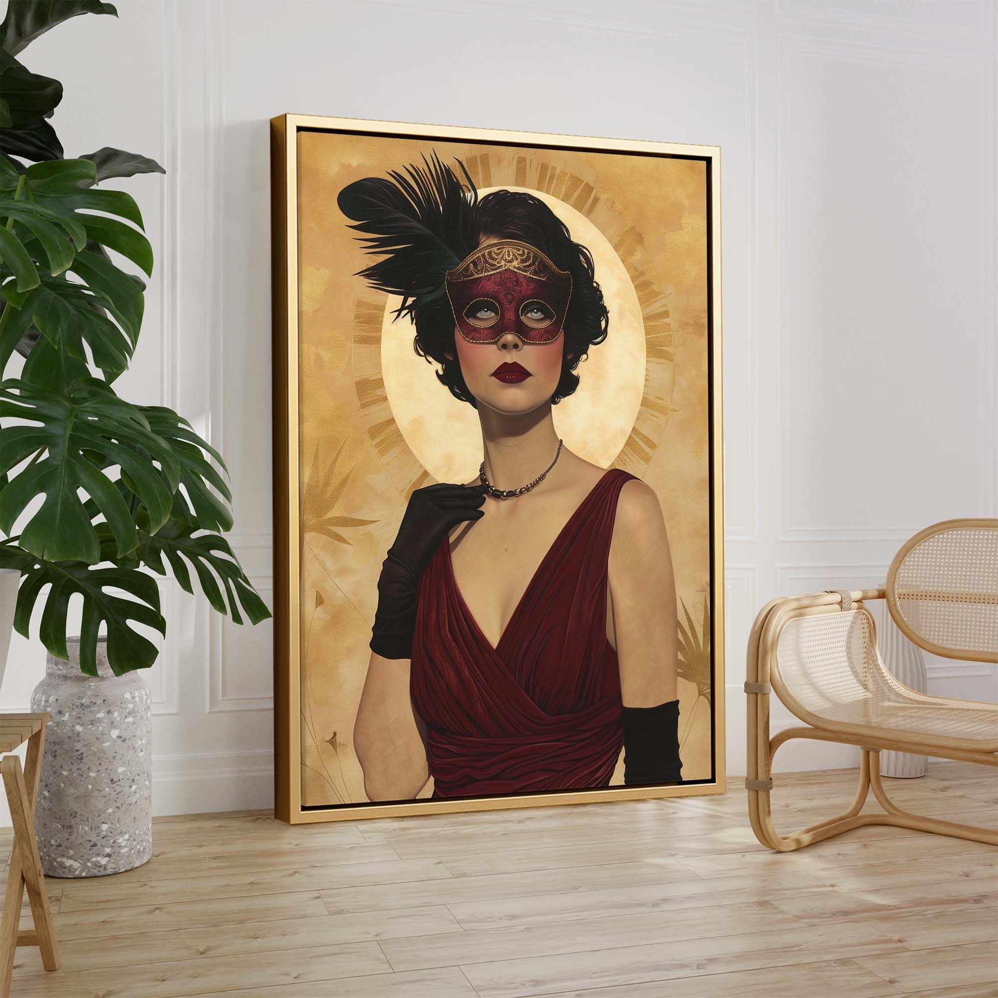 Gold Mask and Chain Necklace Canvas Print Canvas Art Wildfrog Art